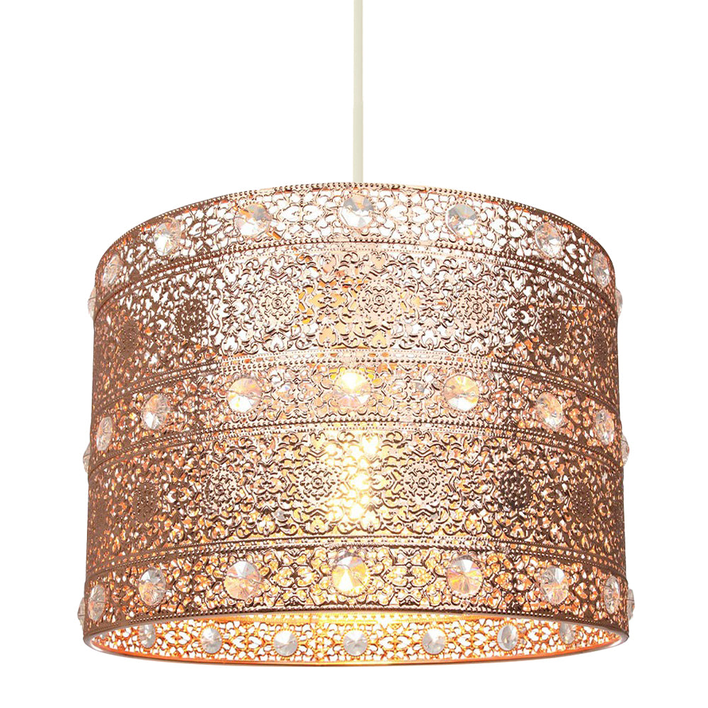 Polished Copper Acrylic Gem Moroccan Style Chandelier Pendant Light Shade Image 4