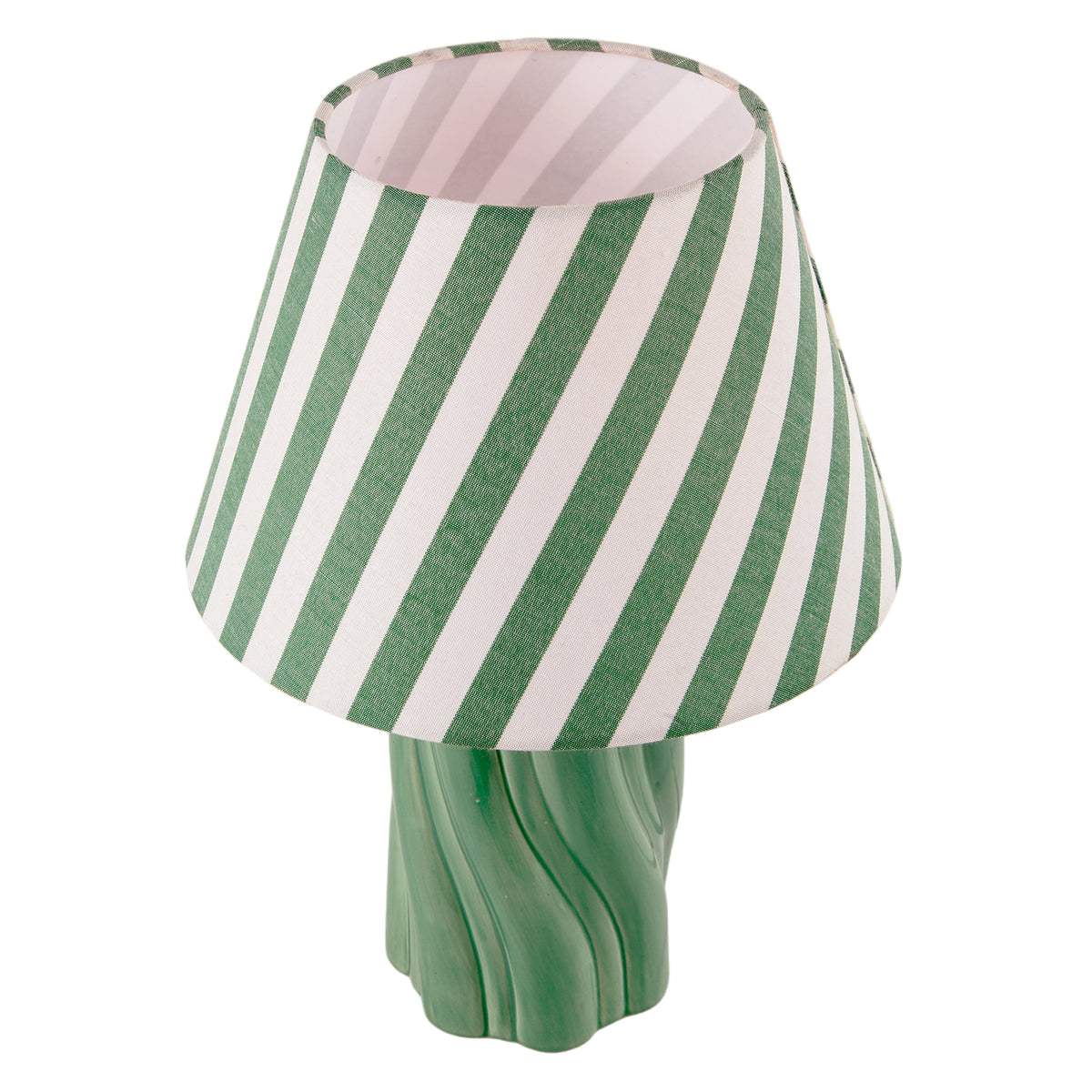 Glossy Sage Green Glazed Ceramic Lamp with Sculptural Twisted Base Image 4