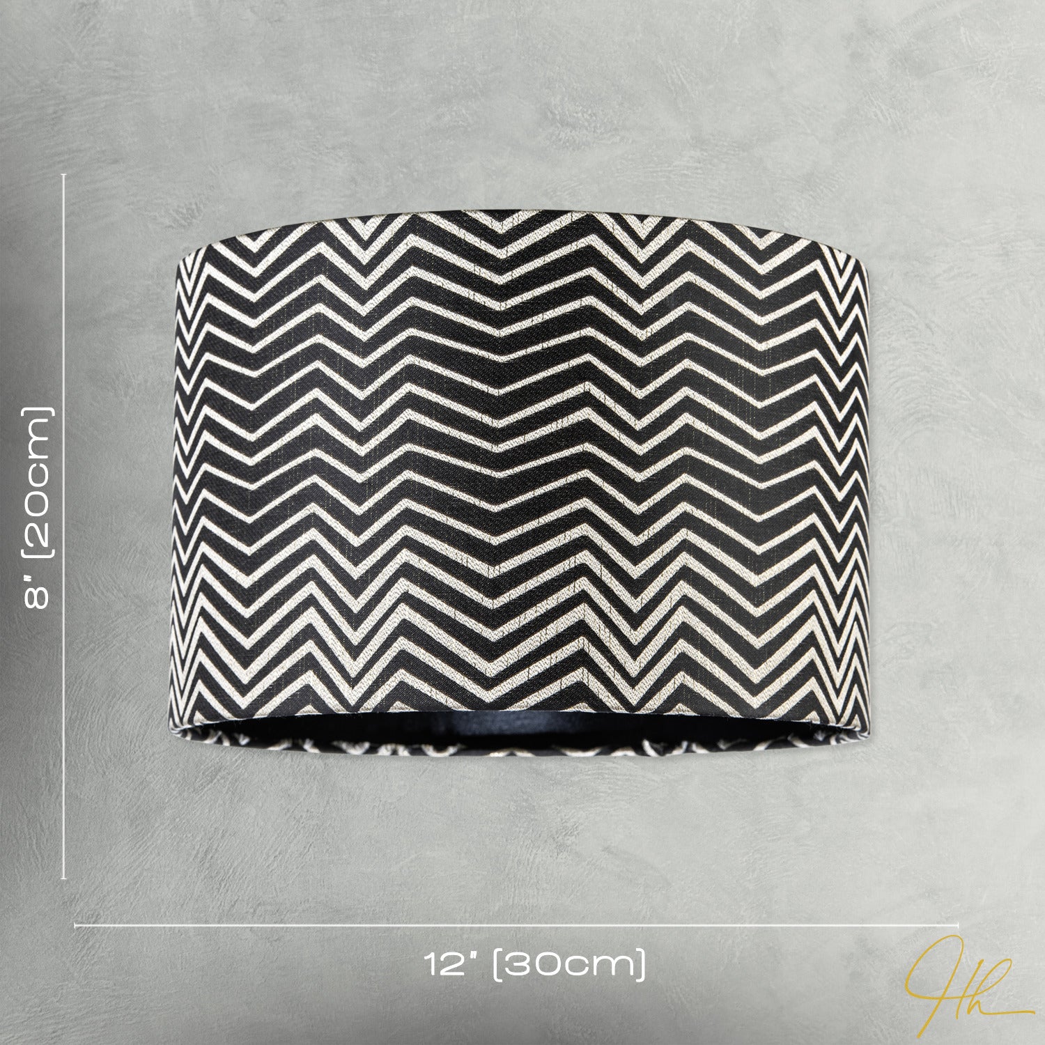 Scandinavian Style Black and White Chevron Pattern Textured Lamp Shade Image 7