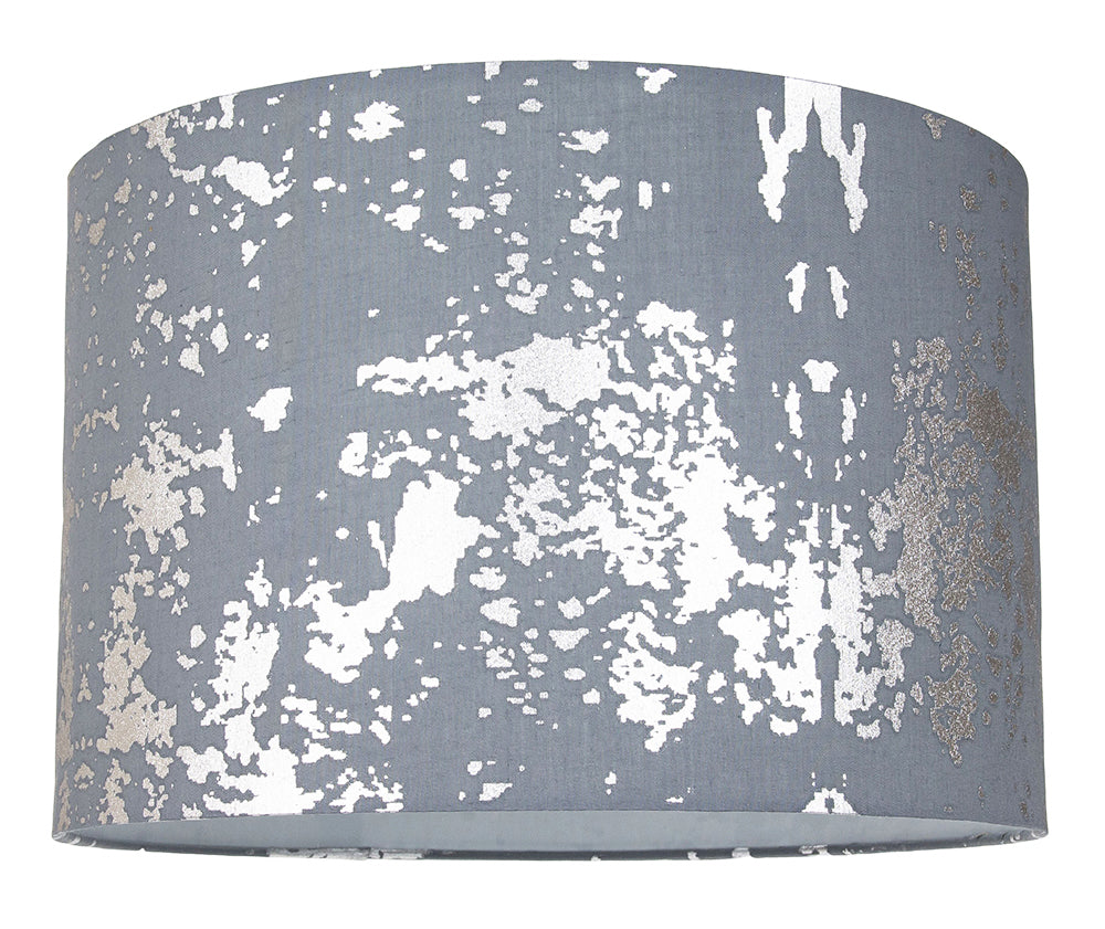 Modern Grey Cotton Fabric Lamp Shade with Silver Foil Decor for Table or Ceiling Image 1