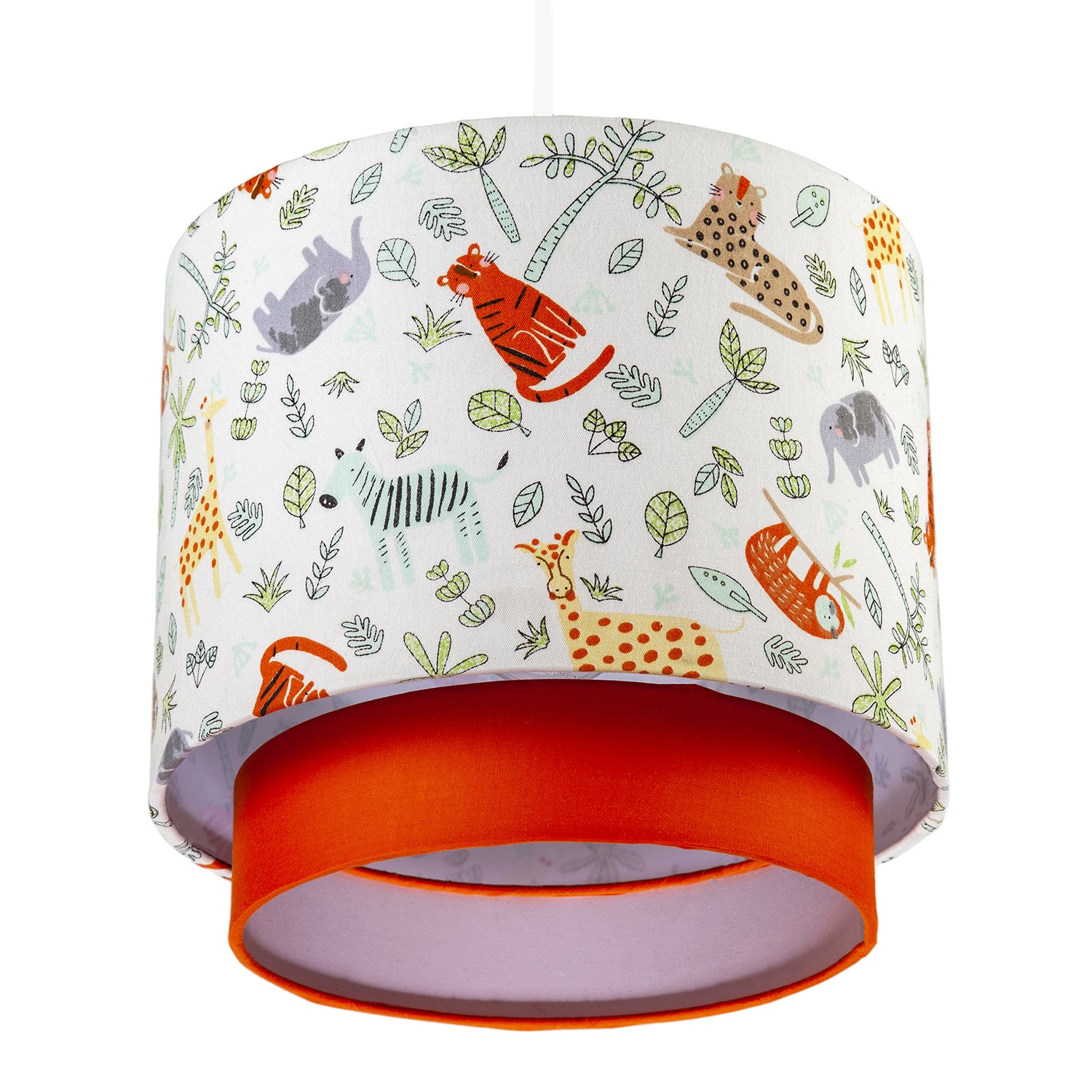 Safari Animals Childrens Pendant Light Shade with Double Tier Design Image 4