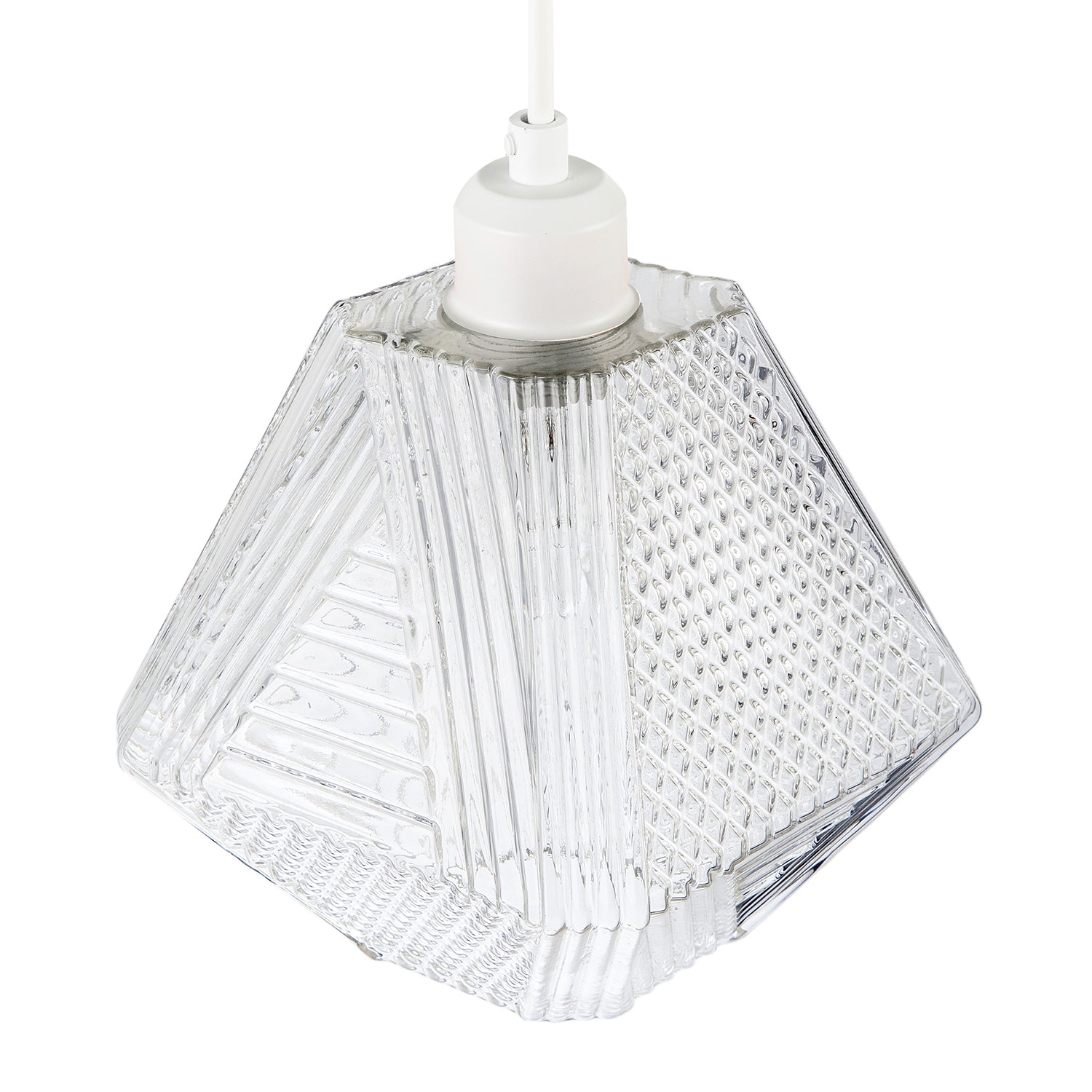 Moulded Clear Glass Pendant Light Shade with Dimples and Etched Lines Image 3