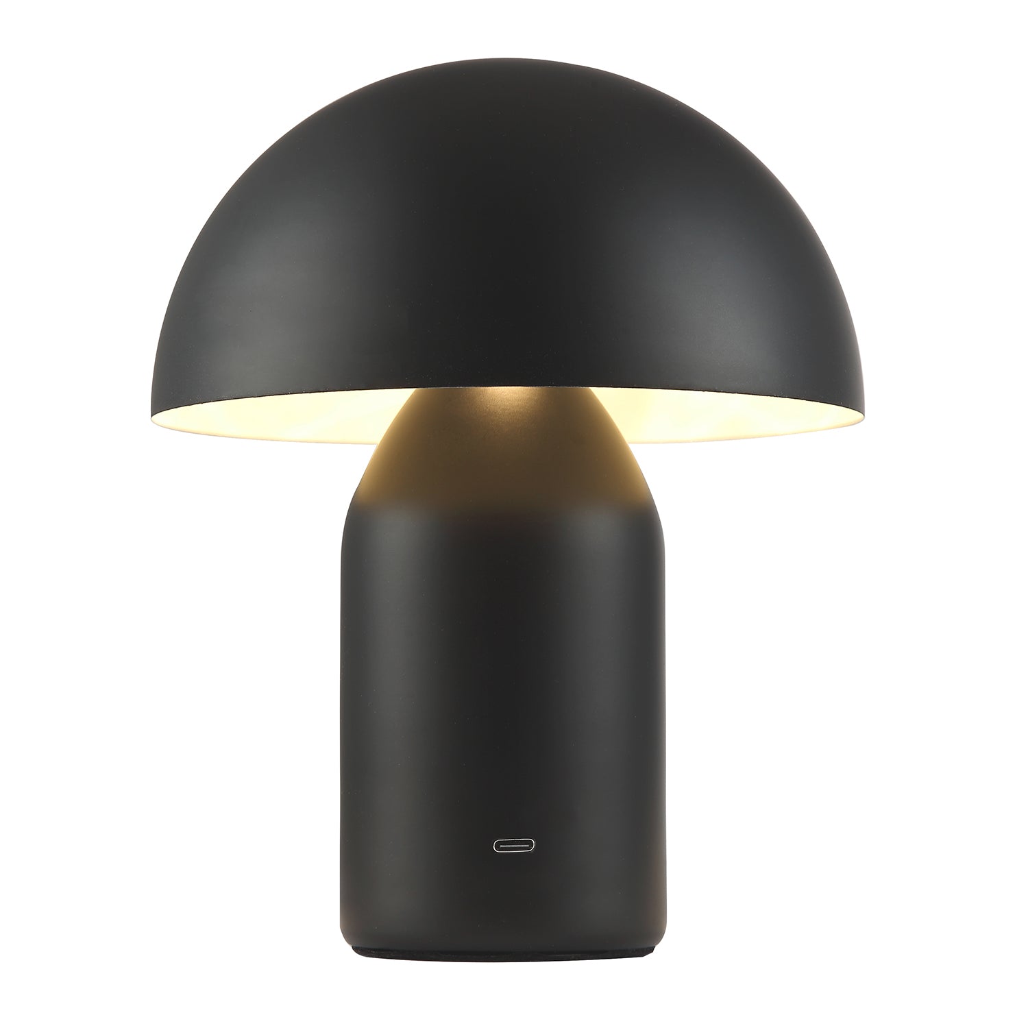 Modern Rechargeable 35cm Mushroom Lamp in Mat Black with Touch Dimmer Button Image 2