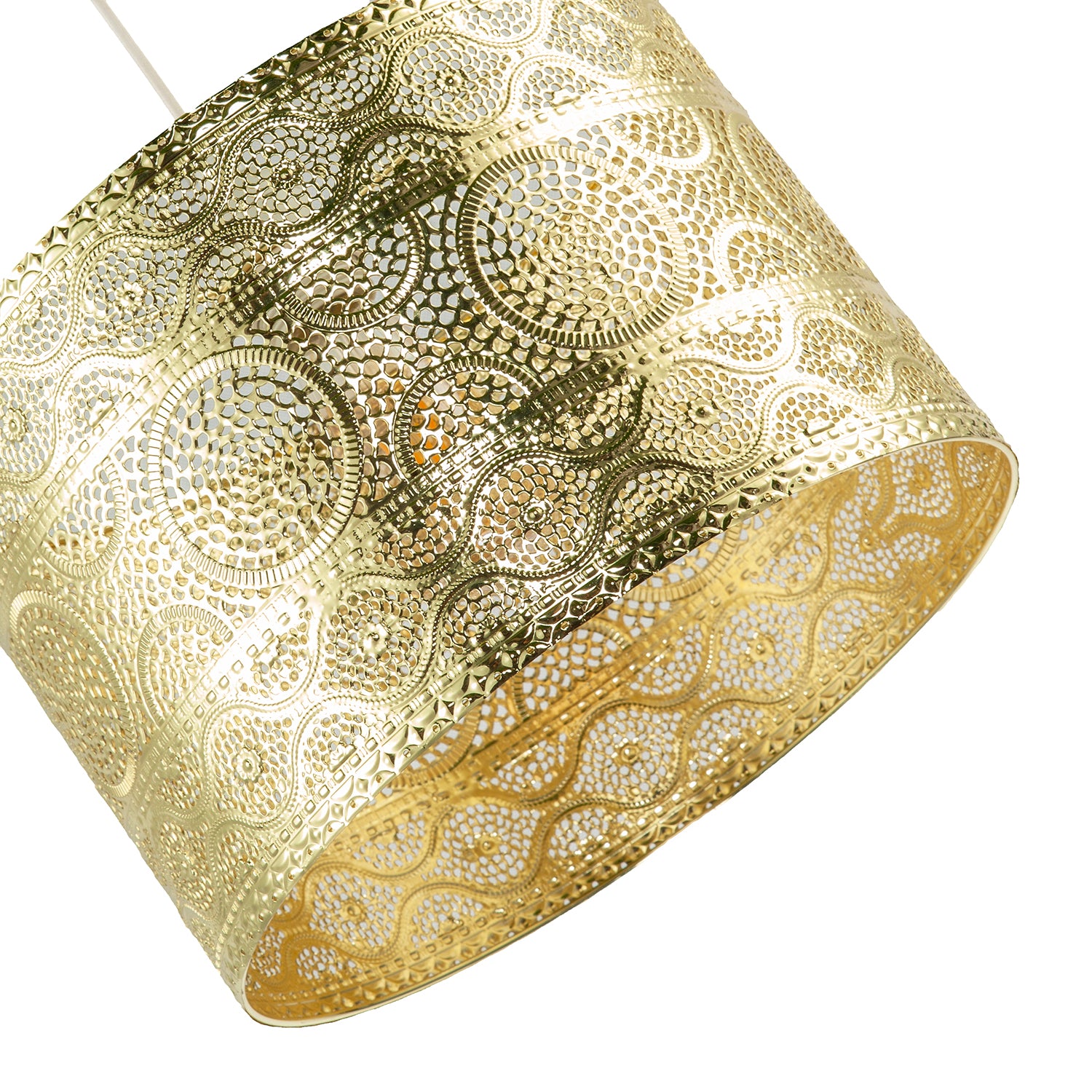 Ornate Moroccan Designed Pendant Shade with Wavy Lines and Circles Image 4