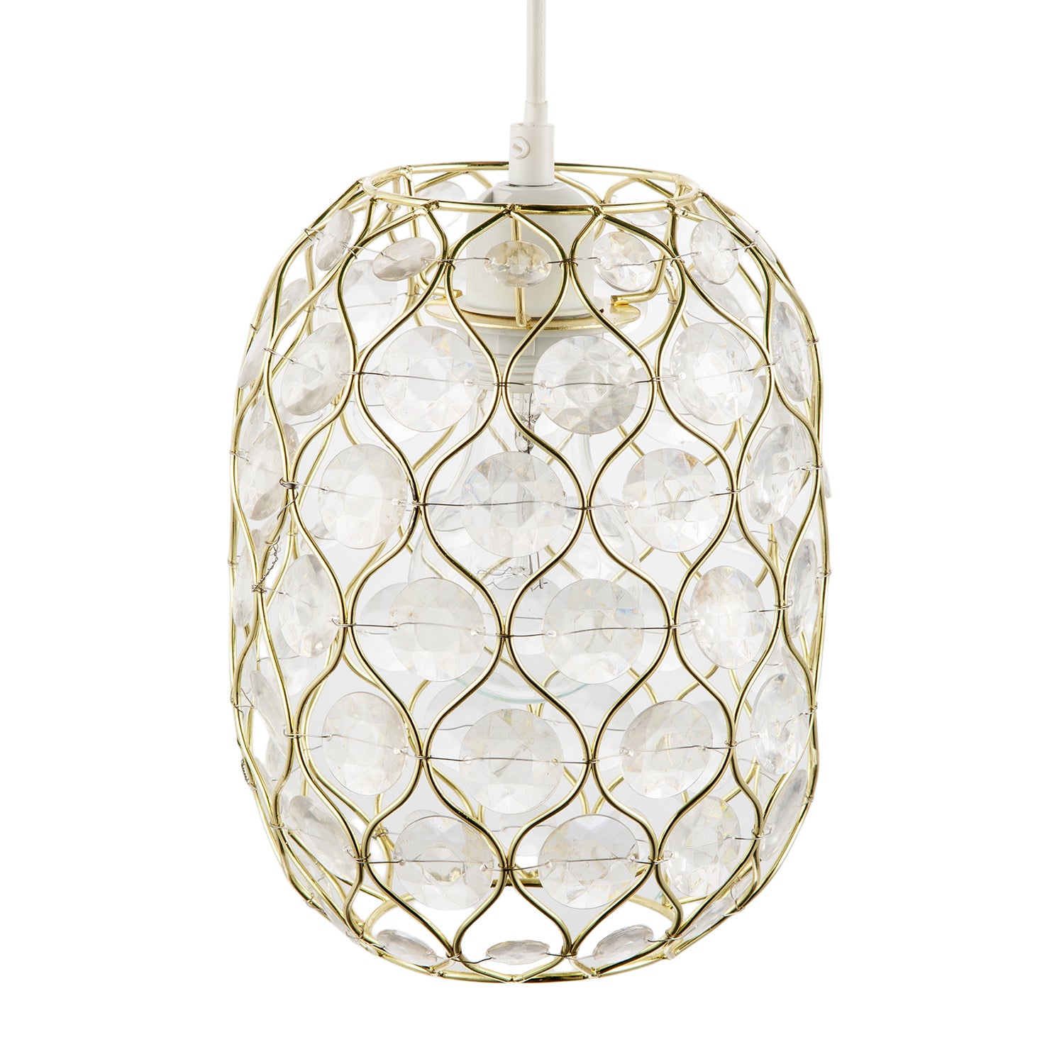 Glamorous Gold Plated Pendant Shade with Clear Faceted Acrylic Discs Image 3