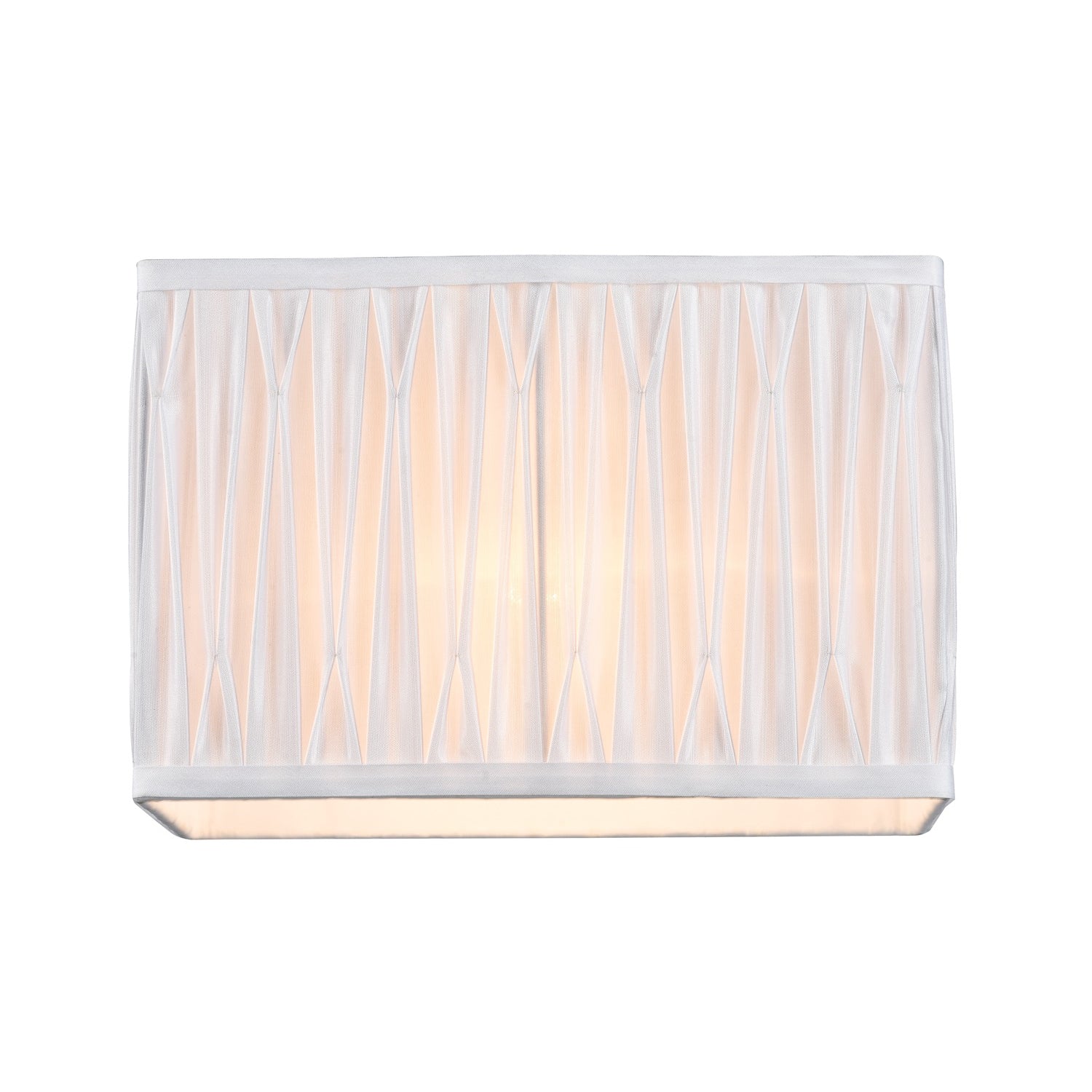 Classic Double Pleated Rectangular Lamp Shade with Ivory White Faux Silk Fabric Image 2