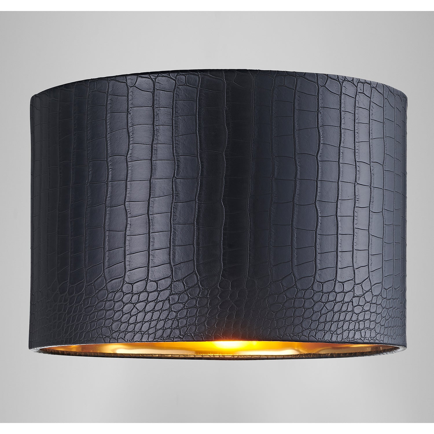 Modern Black Croc Design Faux Leather 12" Lamp Shade with Shiny Gold Inner Image 5