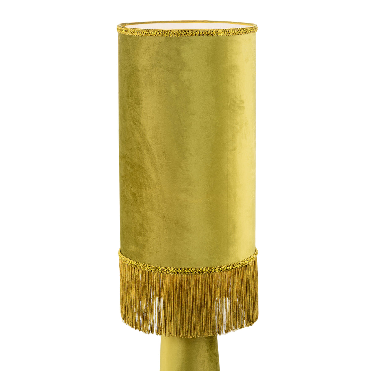 Vintage Olive Velvet Fabric Floor Lamp with Victorian Trim and Tassels Image 4