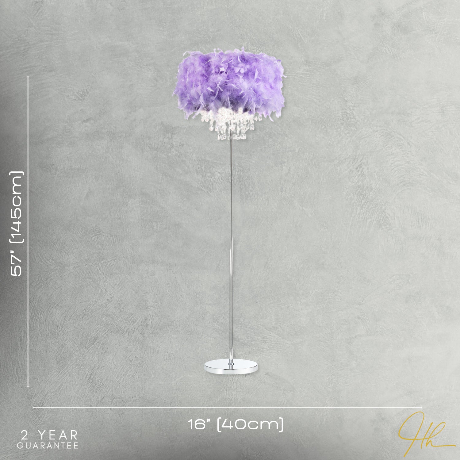 Modern Chandelier Style Lilac Feather Floor Lamp with Waterfall Drops Image 7