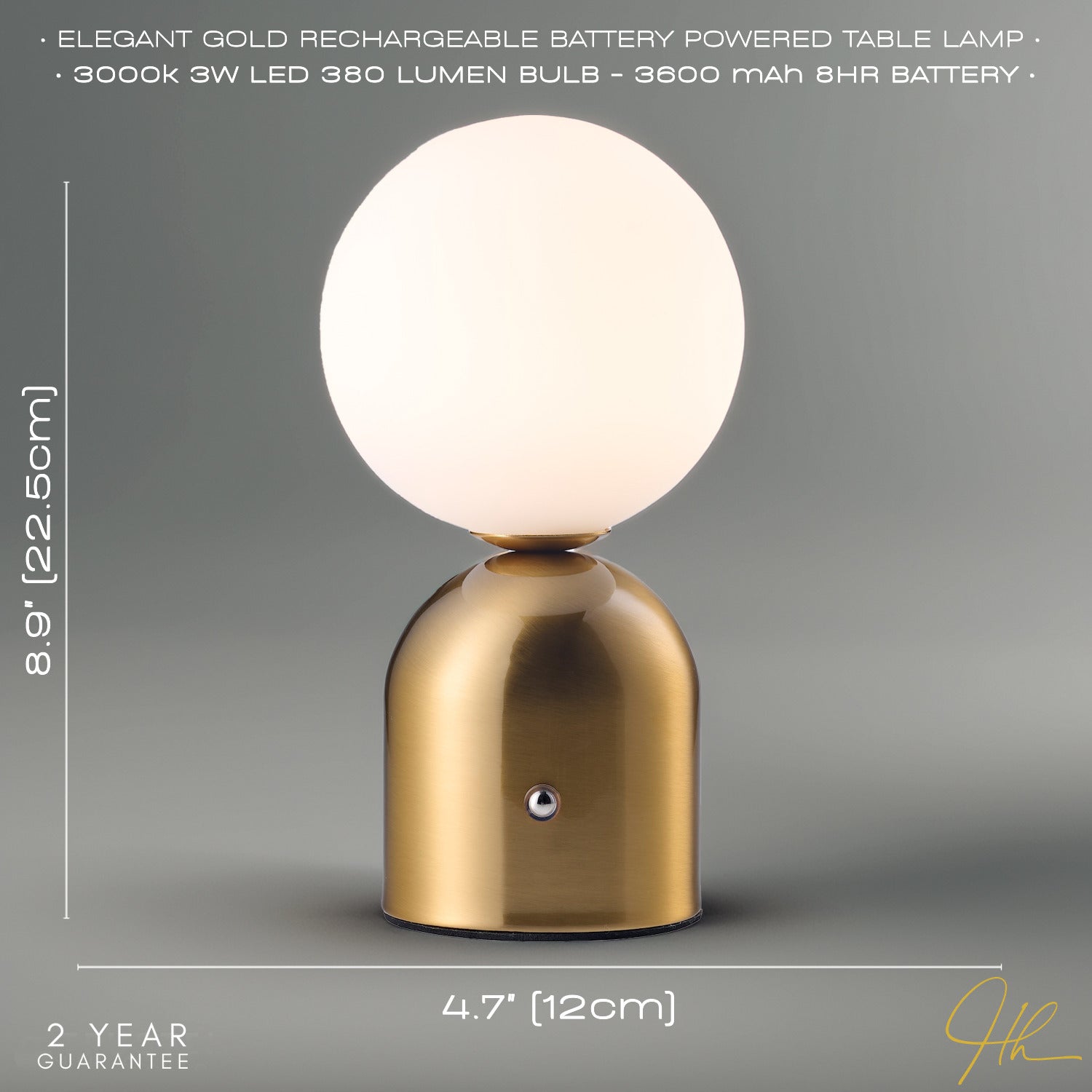 Modern Satin Gold Rechargeable Touch Dimmable Table Lamp with Opal Globe Shade Image 5