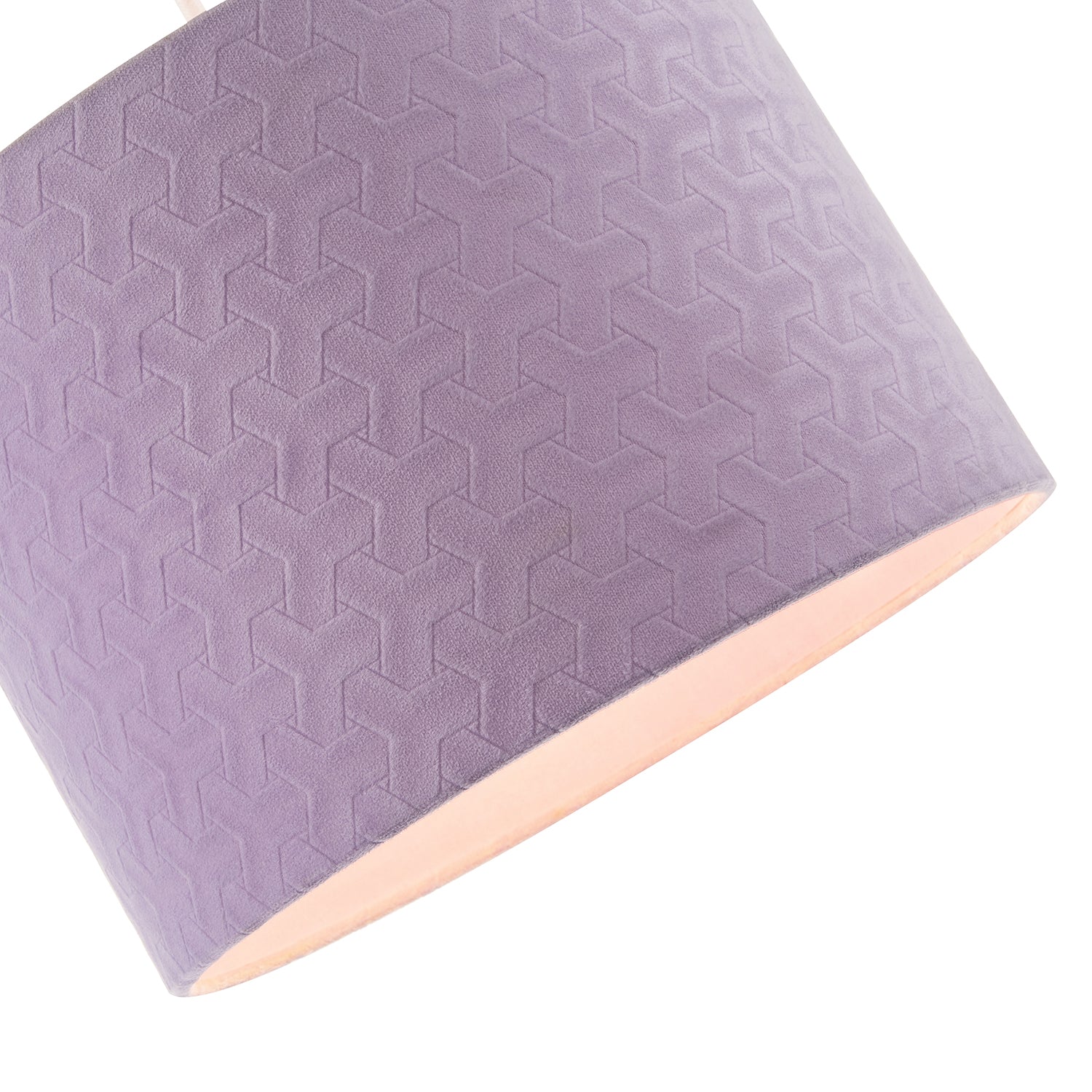 Modern Lilac Velvet Fabric Drum Lampshade with Inner Cotton Lining Image 3