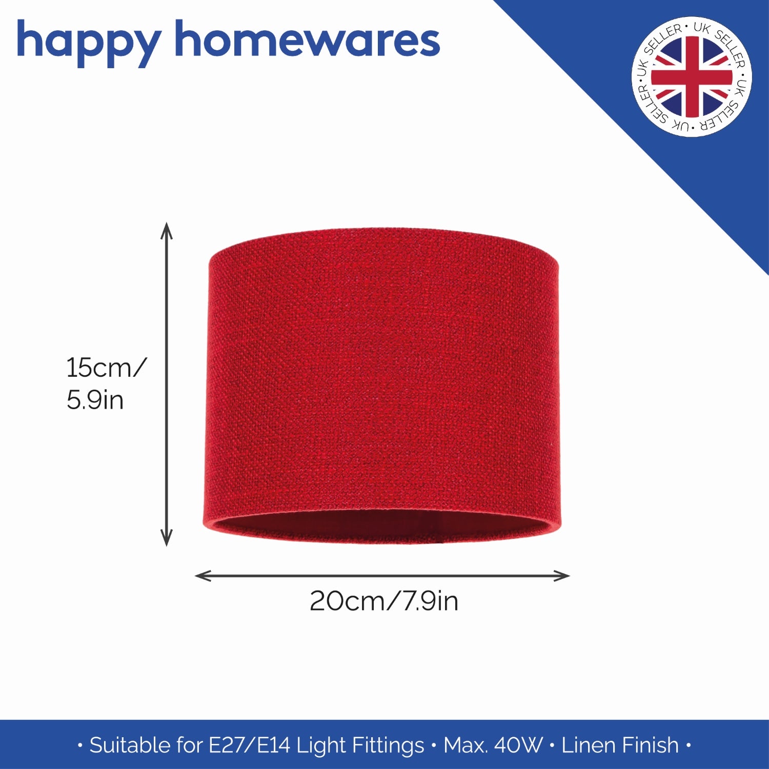 Modern Red Linen Fabric Small 8" Drum Lamp Shade with Matching Cotton Lining Image 5