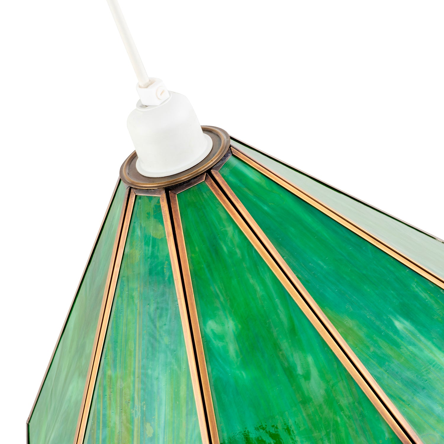 Classic Green Toned Tiffany Glass Easy Fit Pendant Lighting Shade Image 5