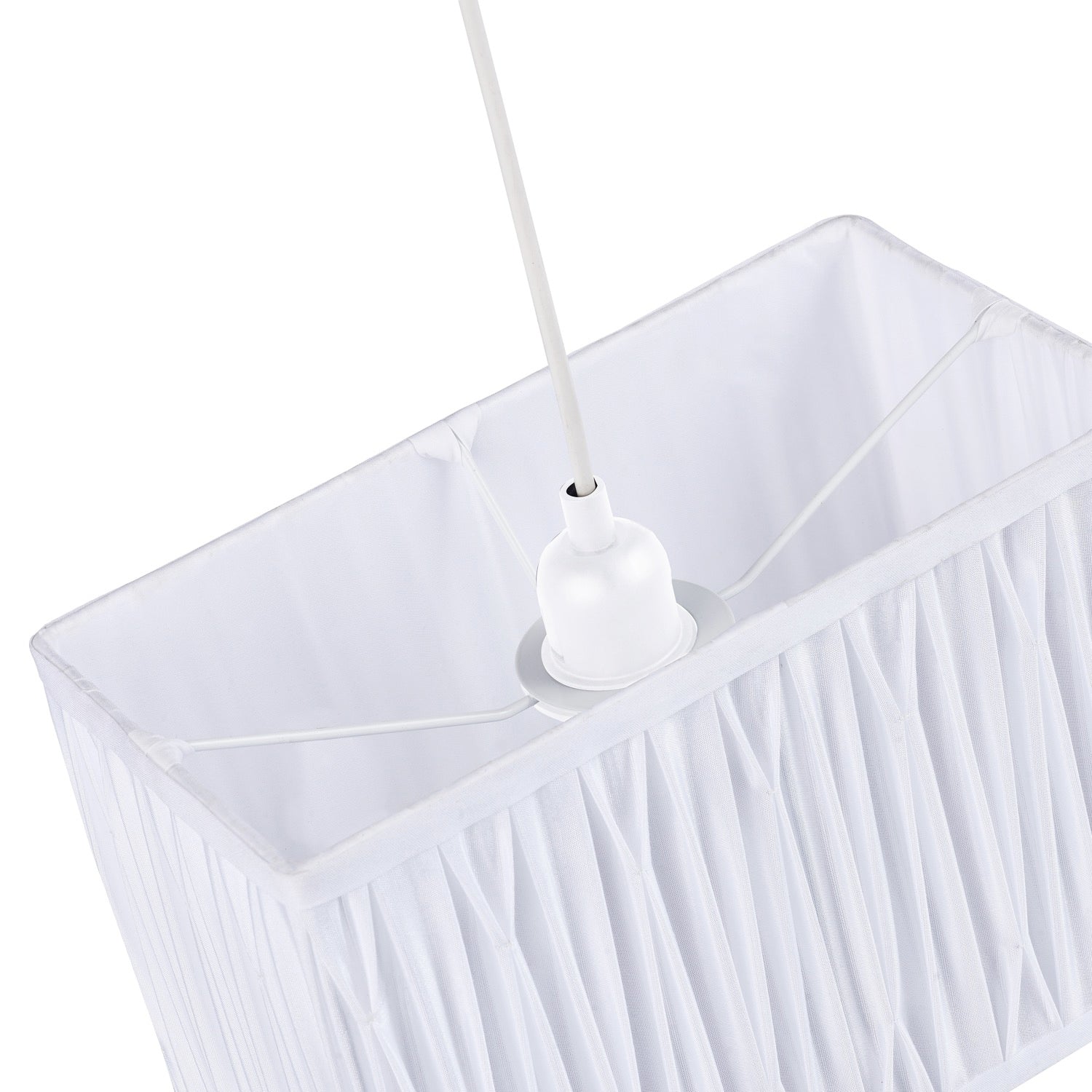 Classic Double Pleated Rectangular Lamp Shade with Ivory White Faux Silk Fabric Image 3