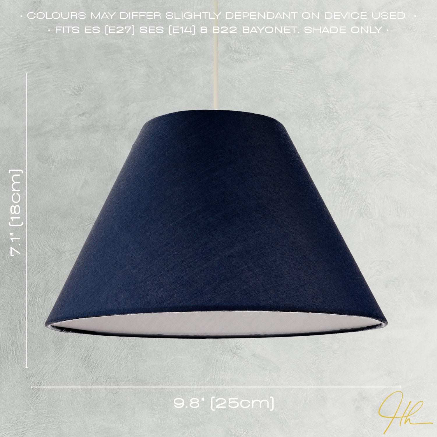 10 Inch Navy Blue Cotton Coolie Lampshade for Table Lamp or Pendant Image 6