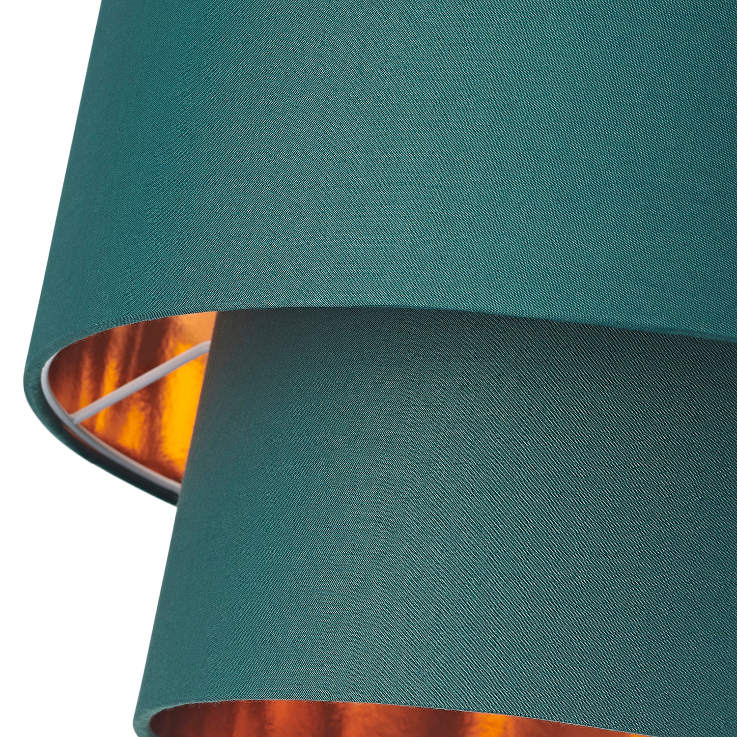 Designer Forest Green Cotton Double Tier Ceiling Shade with Shiny Copper Inner Image 3