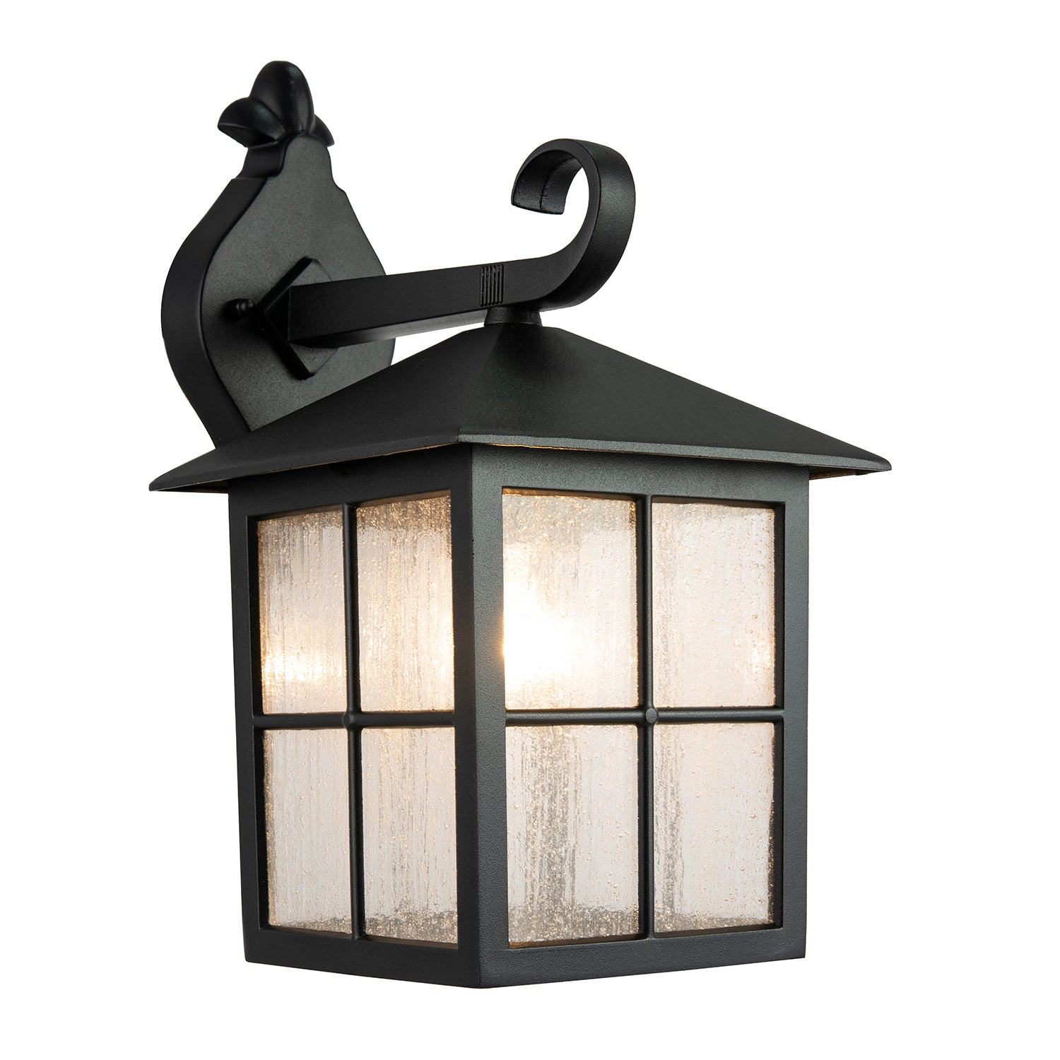 Classic Matte Black Die-Cast Aluminium Metal Exterior Lantern Wall Light Fitting Image 1