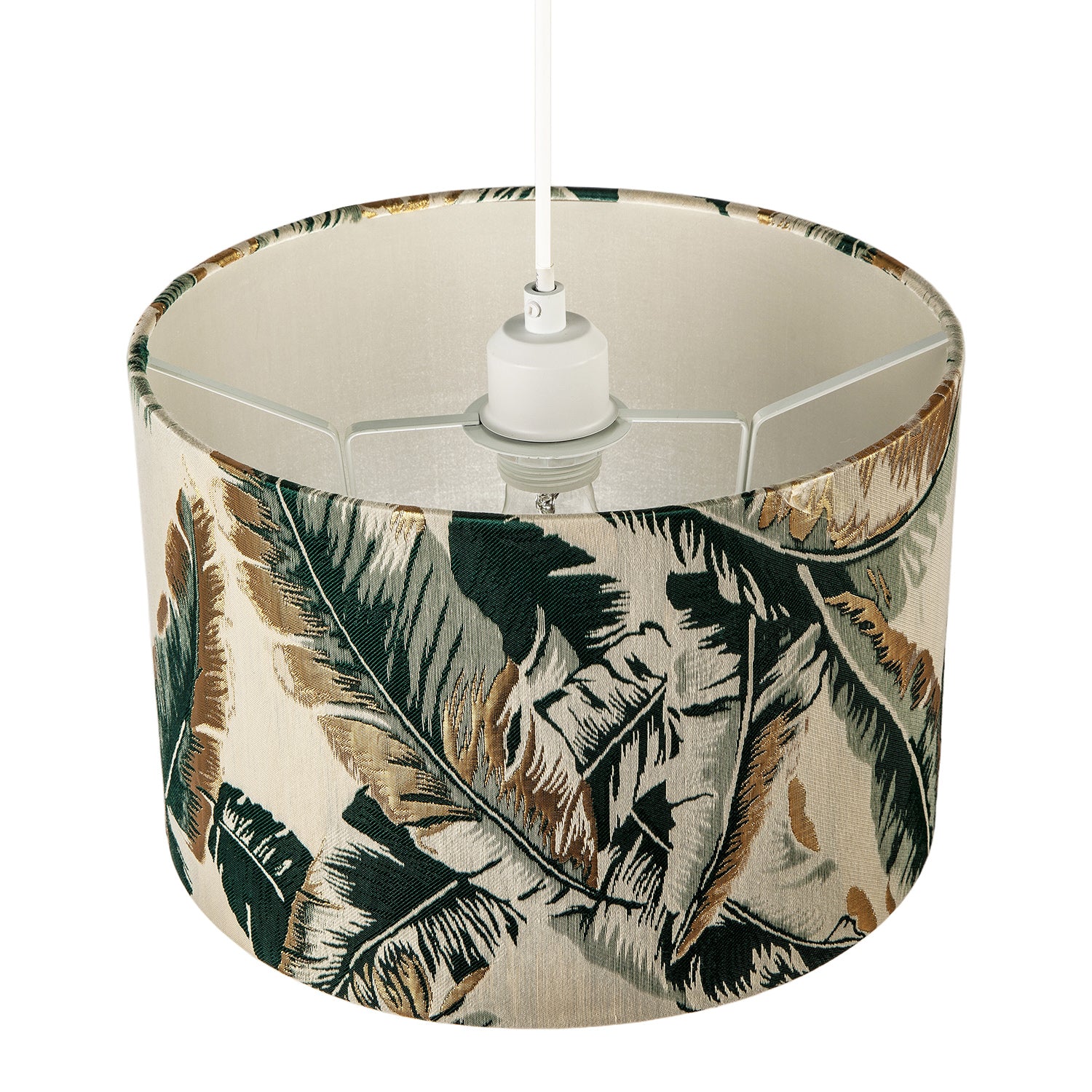 Botanical and Tropical Jacquard Fabric Shade with Green Banana Leaves Image 3