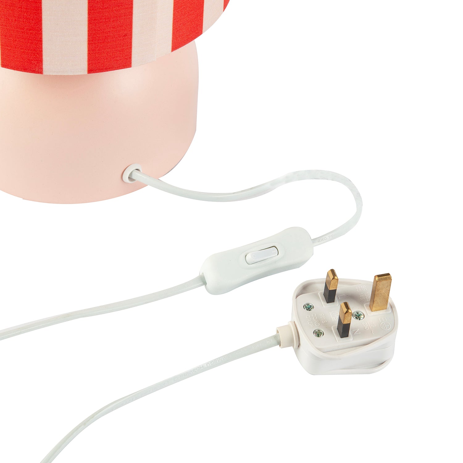 Chic Pastel Pink Domed Table Lamp with Vertically Striped Fabric Shade Image 4