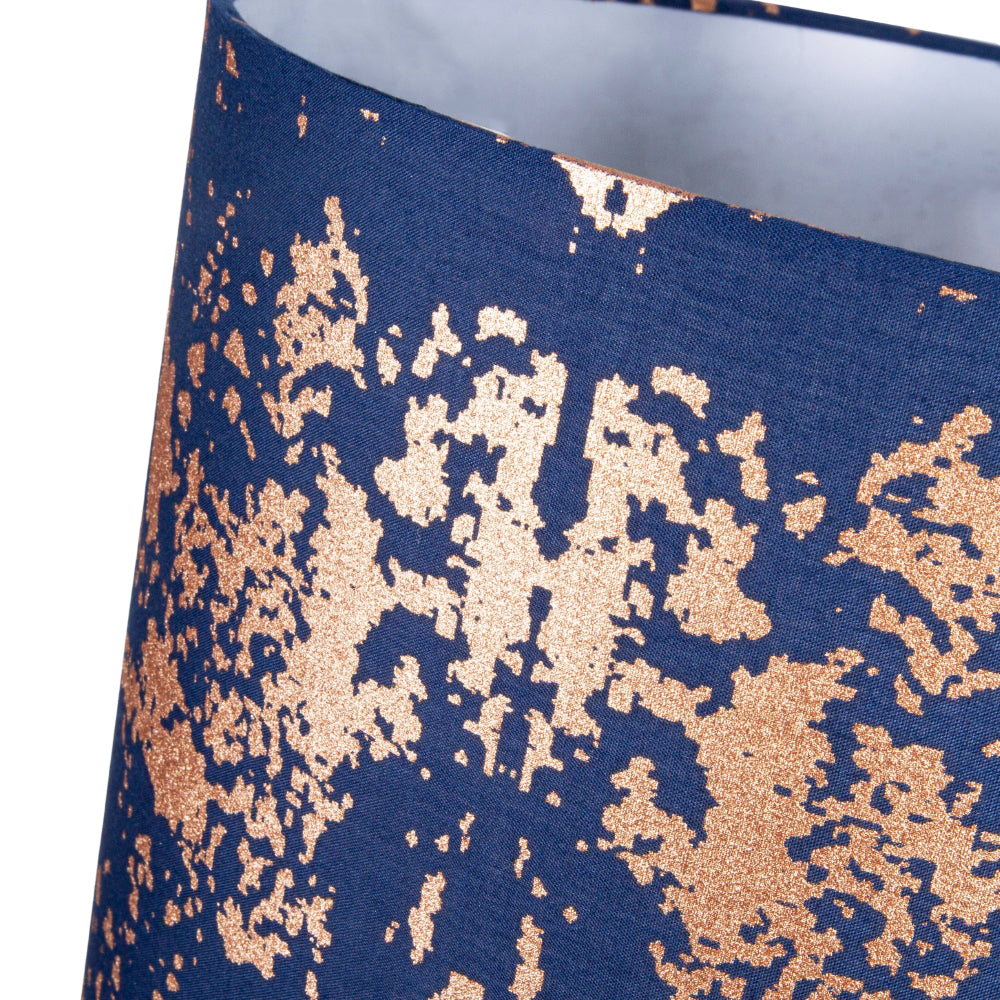 Modern Navy Blue Cotton Fabric Shade with Copper Foil Decor for Table or Ceiling Image 3