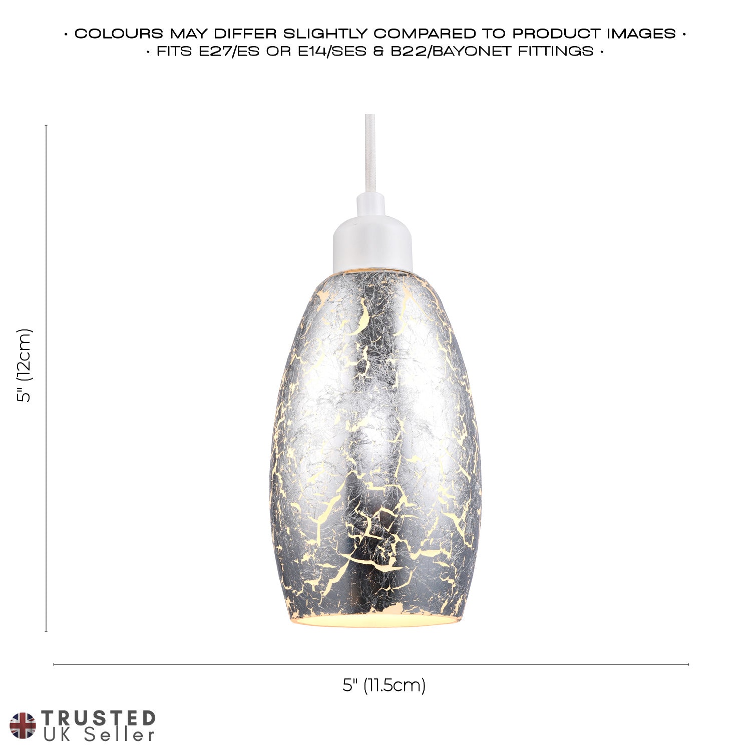 Modern Silver Foil Print Glass Pendant Light Shade with Curving Rectangular Body Image 7