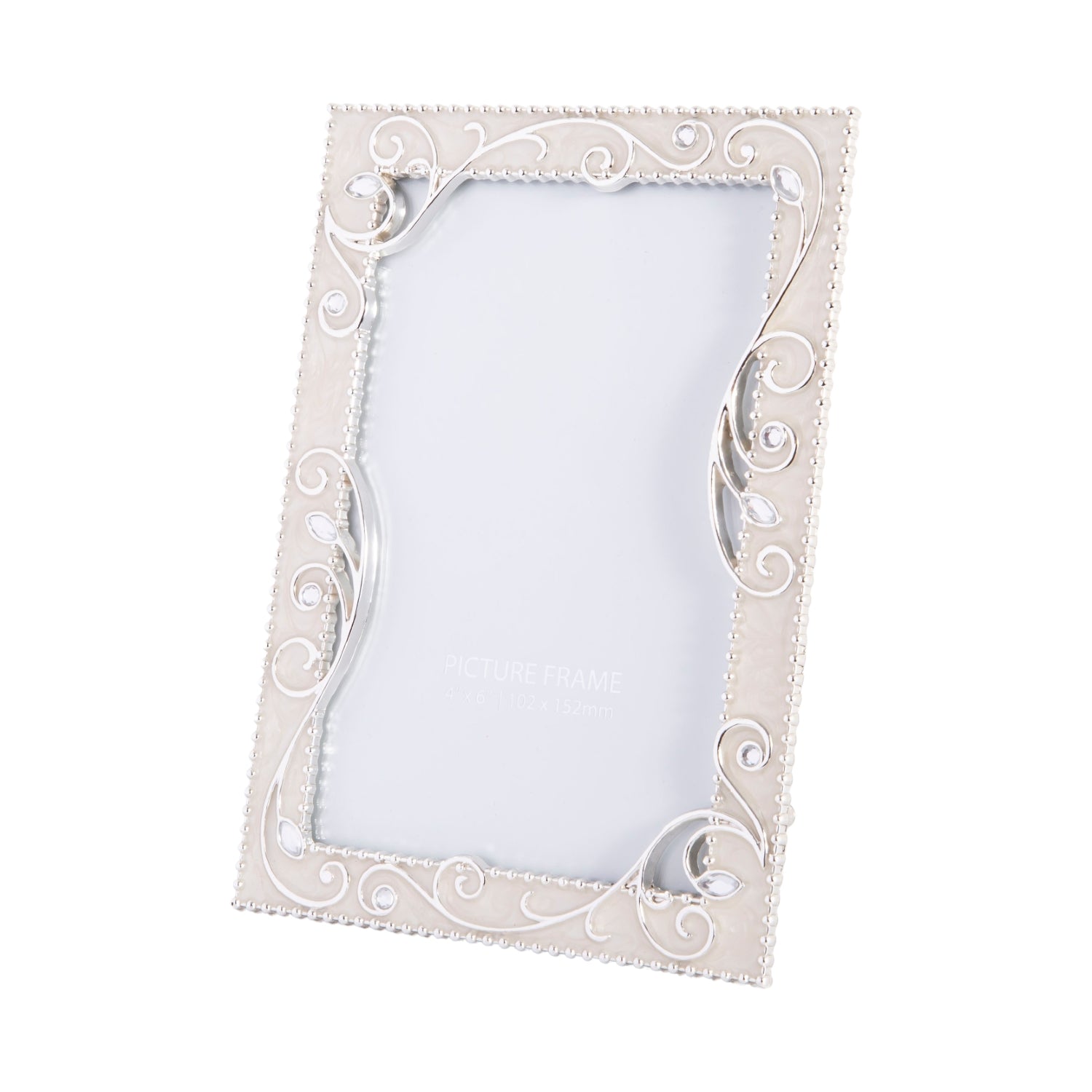 Traditional Ornate Pearl White Epoxy Picture Frame with Thin Wire Floral Decor Image 2