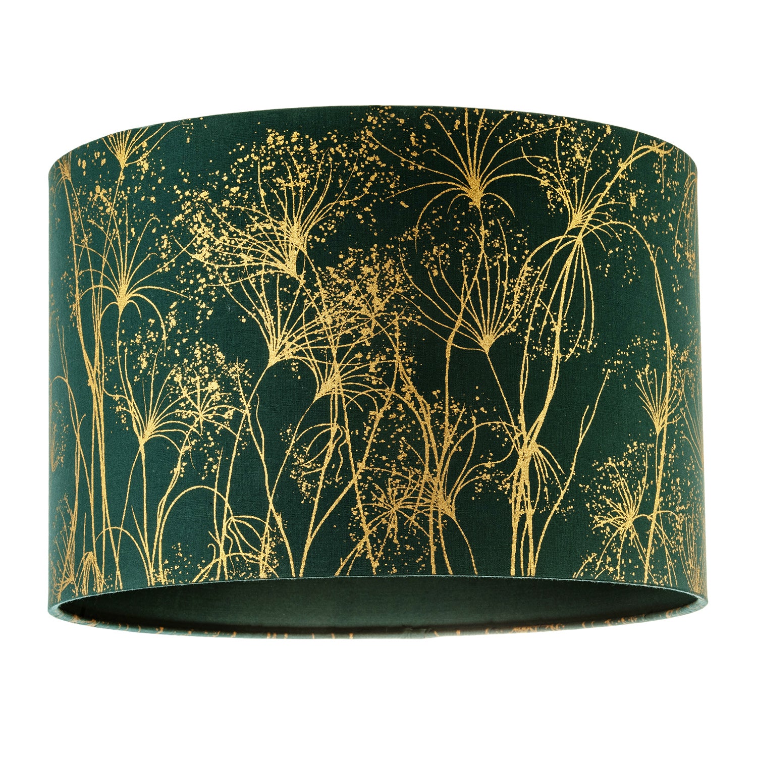 Deep Emerald Forest Green Lamp Shade with Botanical Gold Foil Print Image 1