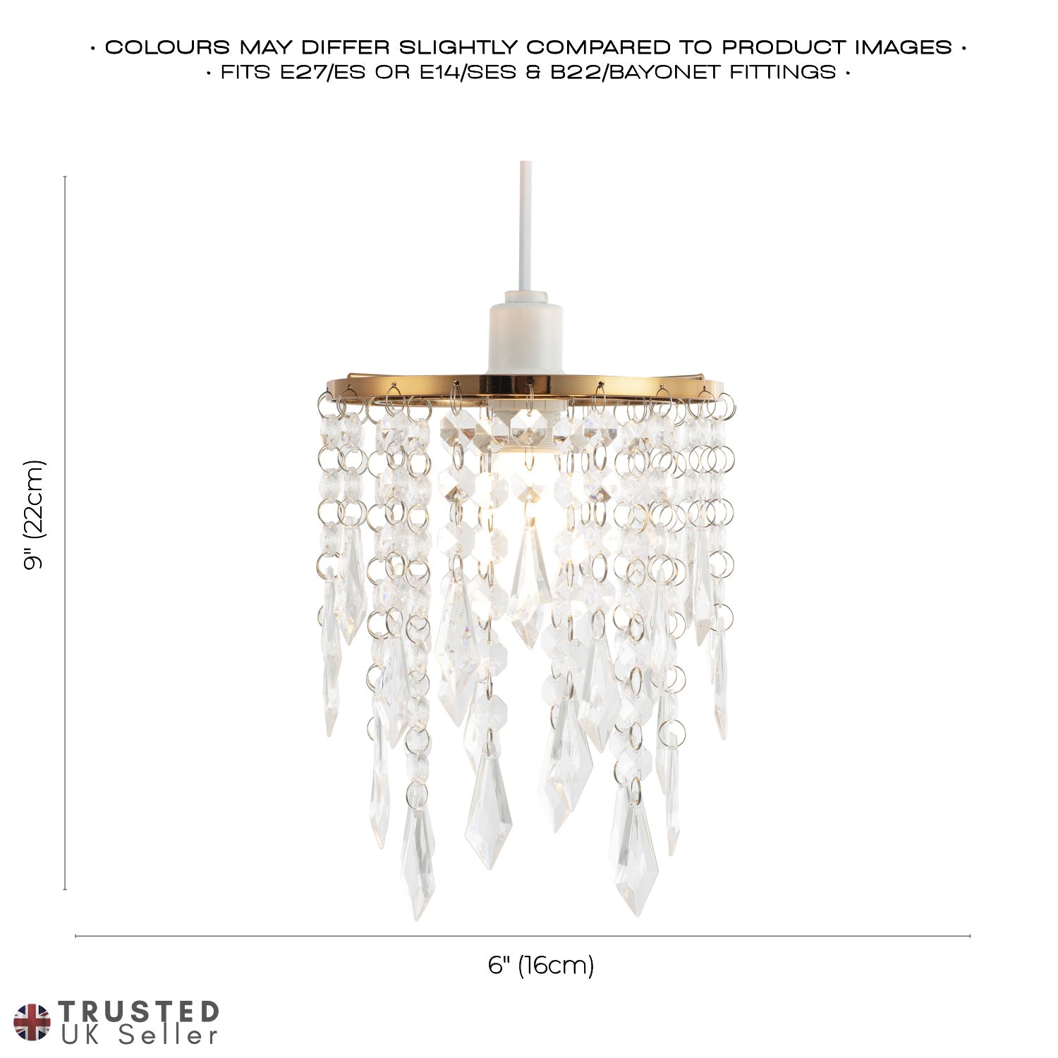 Modern Waterfall Design Gold Pendant Shade with Clear Acrylic Droplets and Beads Image 7