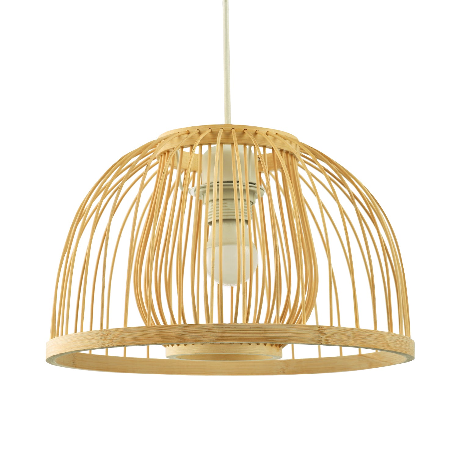 Classic Birdcage Rattan and Bamboo Pendant Light Shade with Inner and Outer Image 2