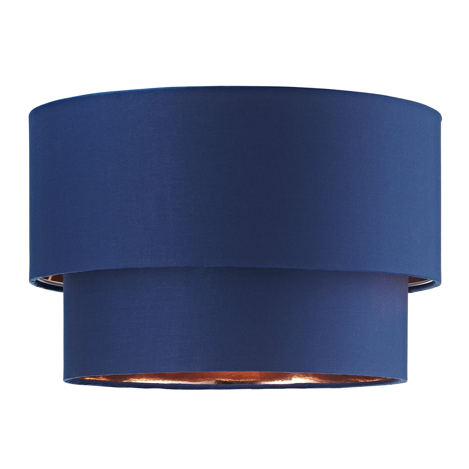 Modern Midnight Blue Cotton Double Tier Ceiling Shade with Shiny Copper Inner Image 1