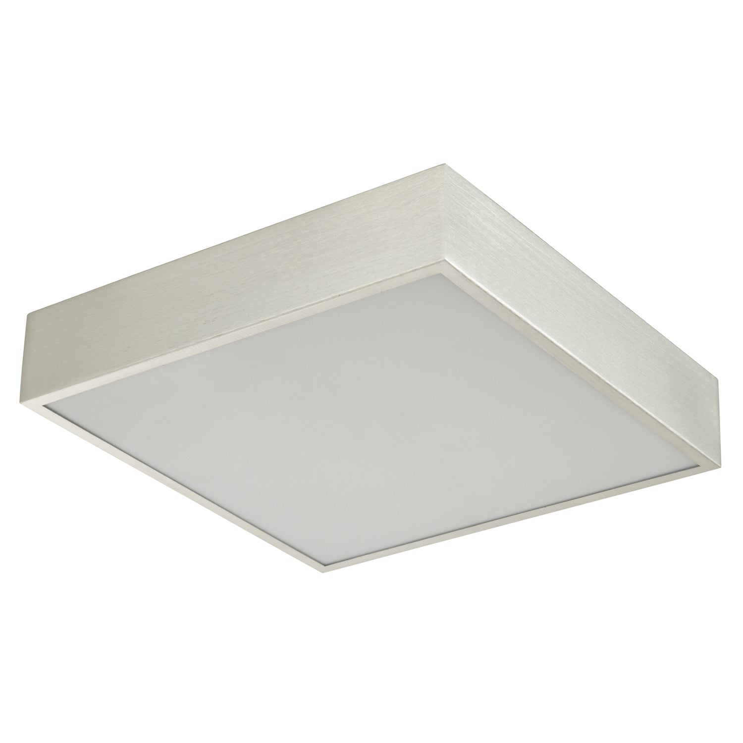 Modern 25w LED Flush Square Ceiling Light in Brushed Silver with Opal Diffuser Image 2