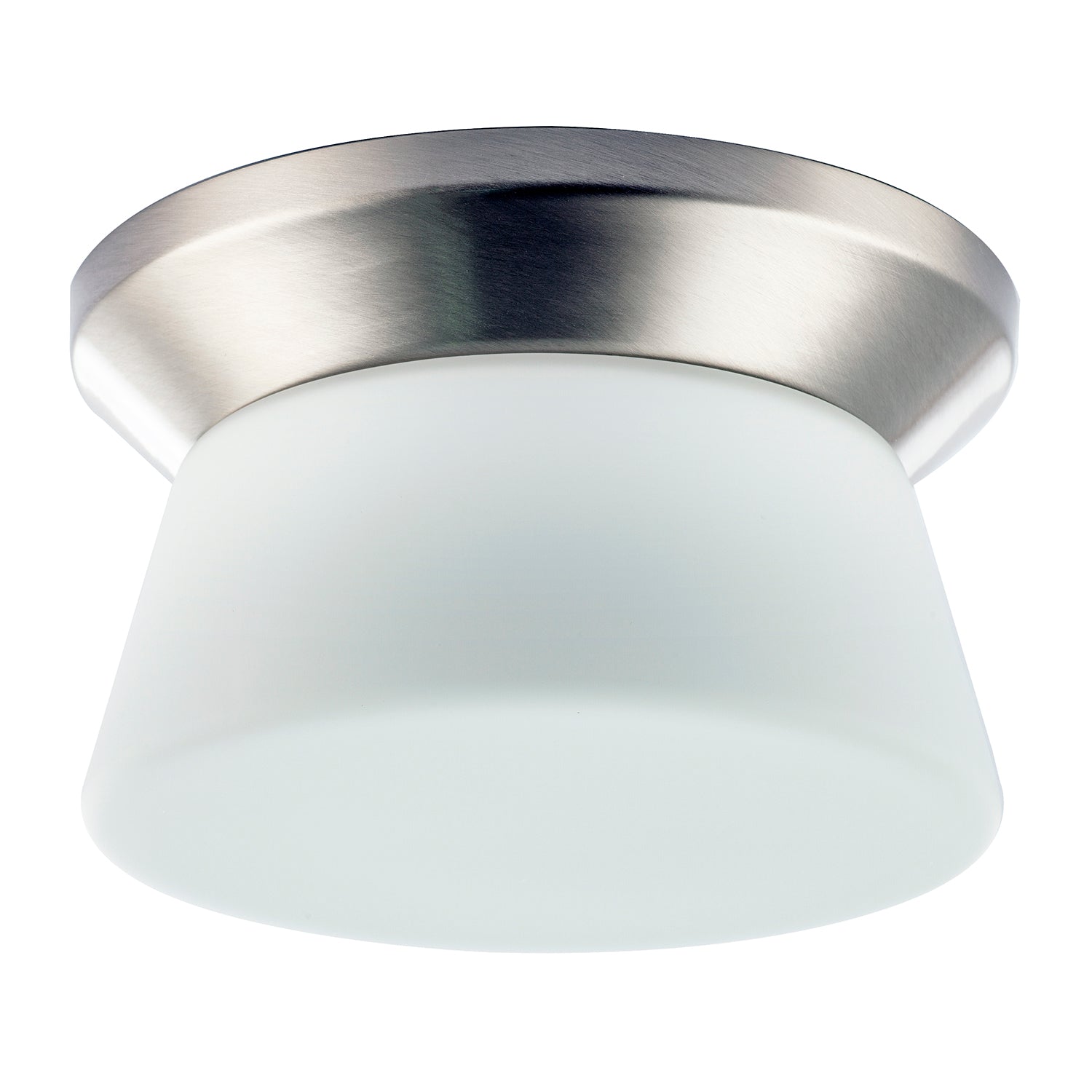 Modern Satin Nickel LED Bathroom Ceiling Light with Opal White Glass Image 5