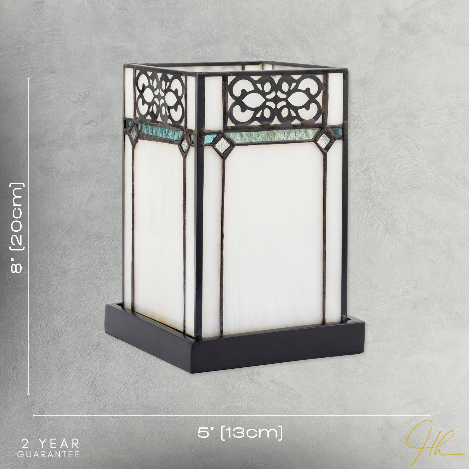 1920s Vintage Rectangular Tiffany Glass Table Lamp in Emerald Green Image 7