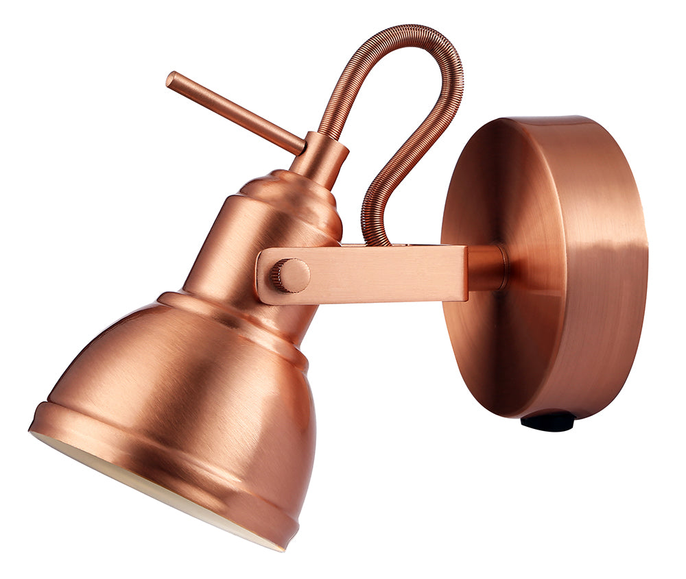 Unique Industrial Designed Brushed Copper Switched Wall Spot Light Image 2