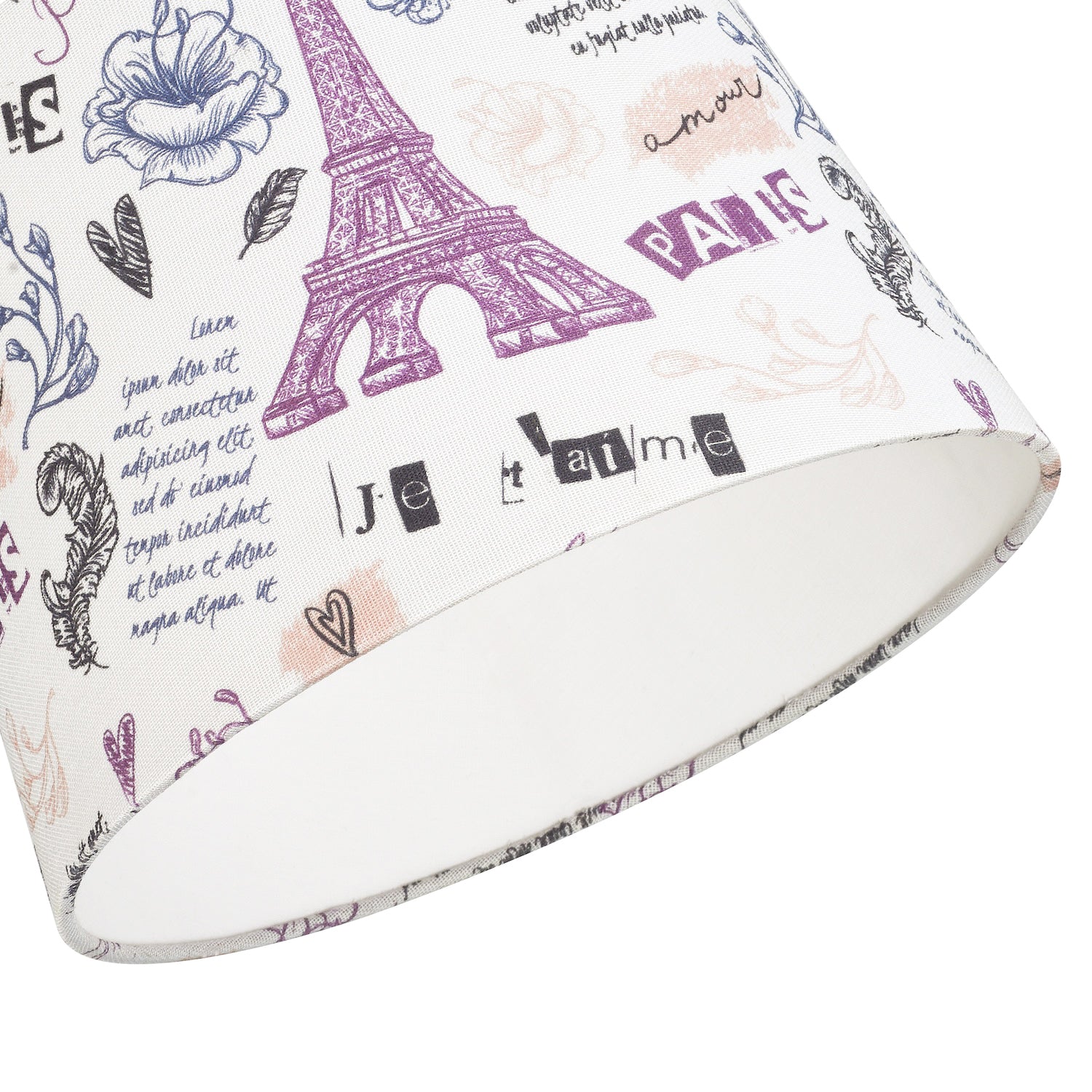 Paris France Theme Linen Drum Lampshade with Eiffel Tower Decor and Inner Lining Image 4