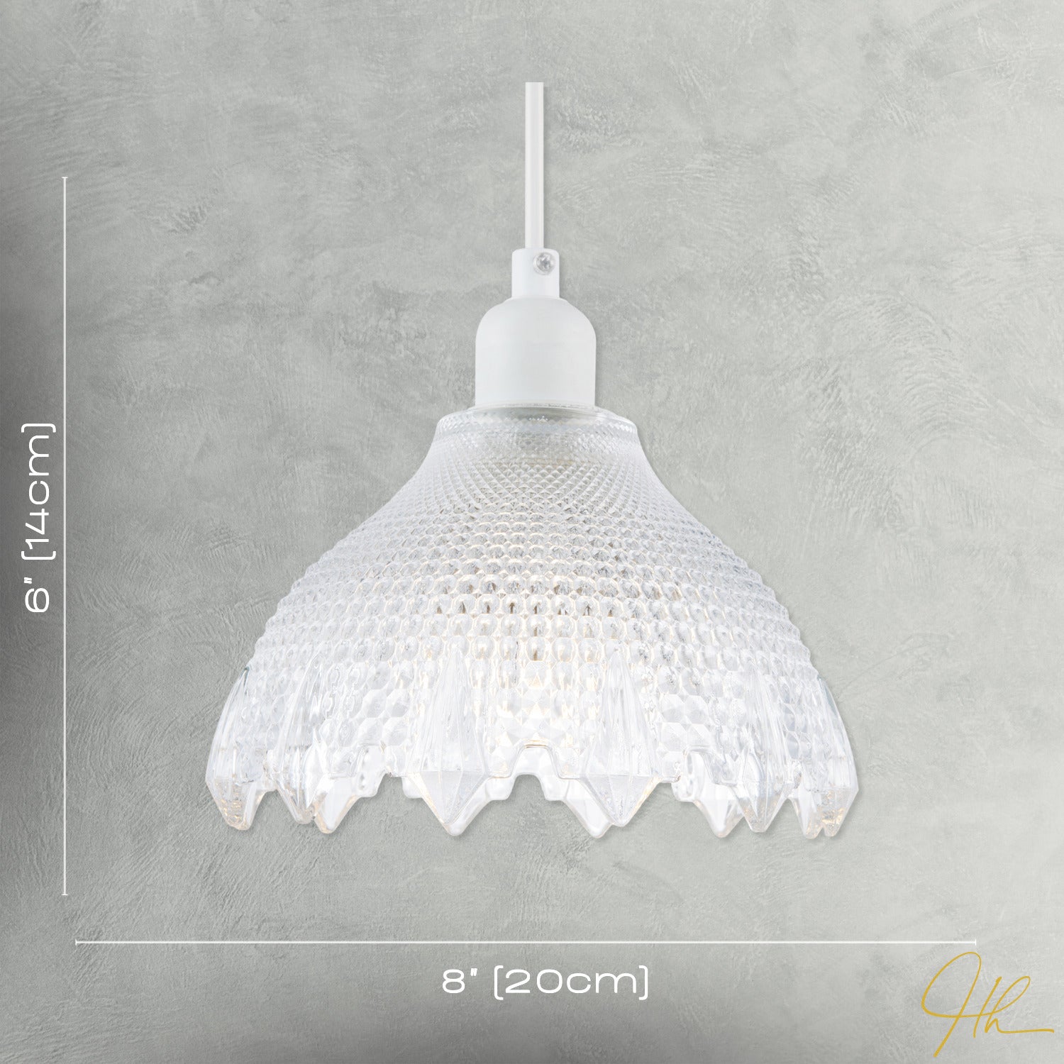 Classic Ornate Round Clear Glass Pendant Shade with Moulded Design Image 7