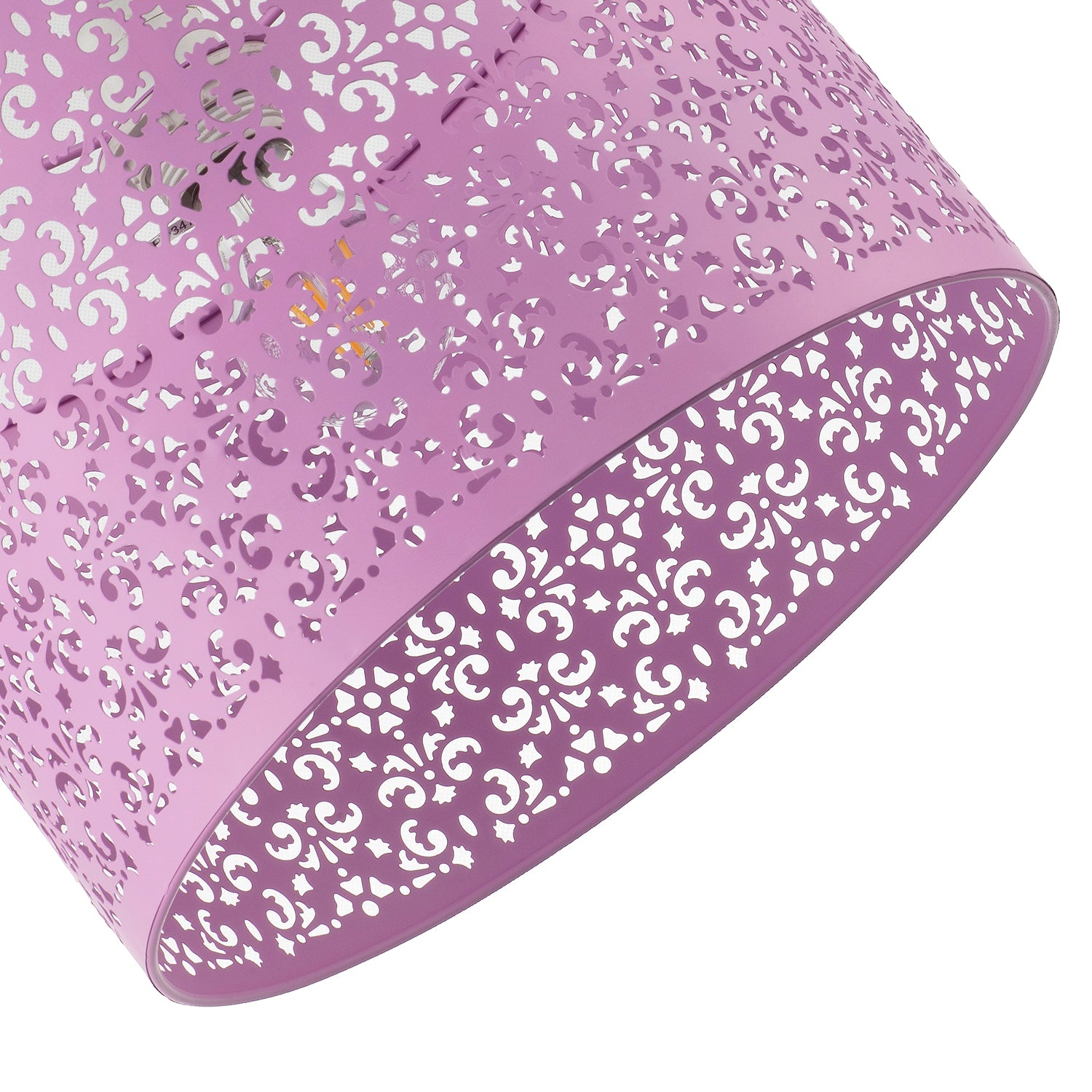 Lavender Lilac Moroccan Metal Pendant Lamp Shade with Floral Decor Image 5