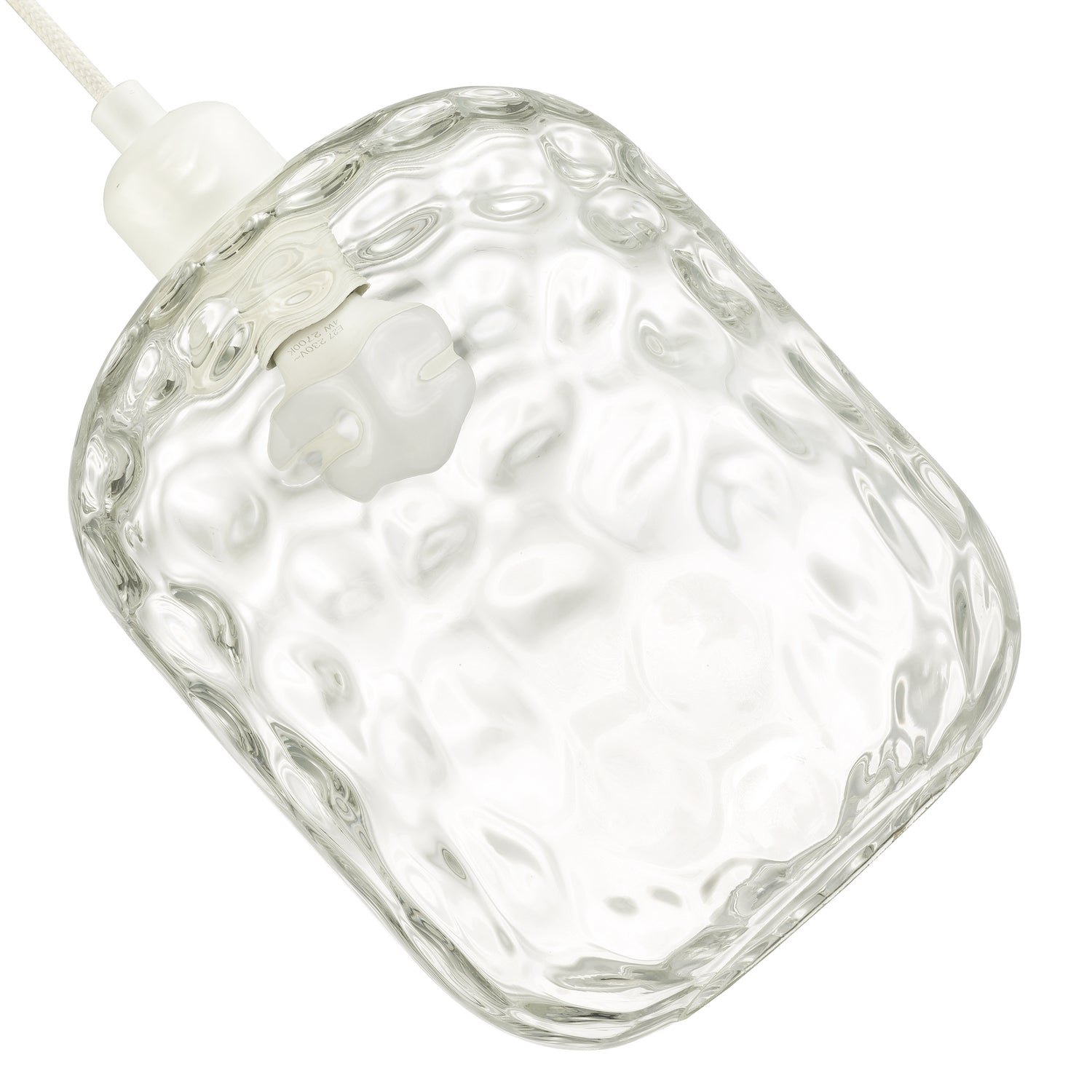 Clear Glass Pendant Lamp Shade with Crater Effect Moulded Design - 22cm x 18cm Image 2