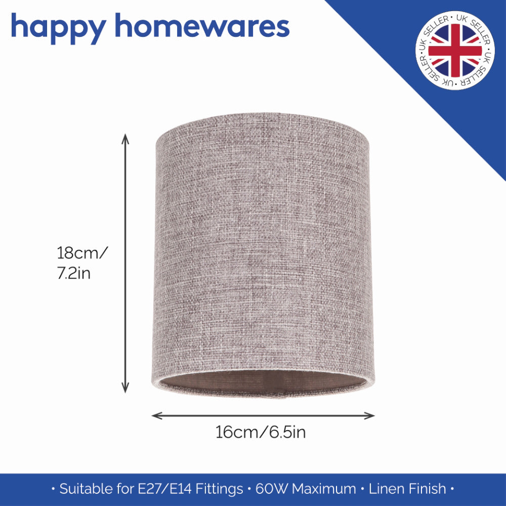 Modern and Sleek Ash Grey Linen Fabric 6" Cylindrical Lamp Shade 60w Maximum Image 5