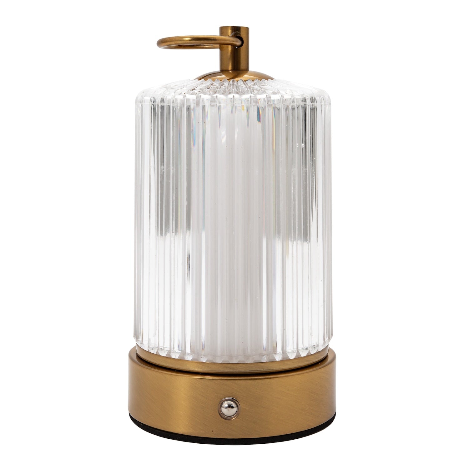 Brushed Gold Rechargeable Touch Dimmable Table Lamp with Ribbed Shade Image 1