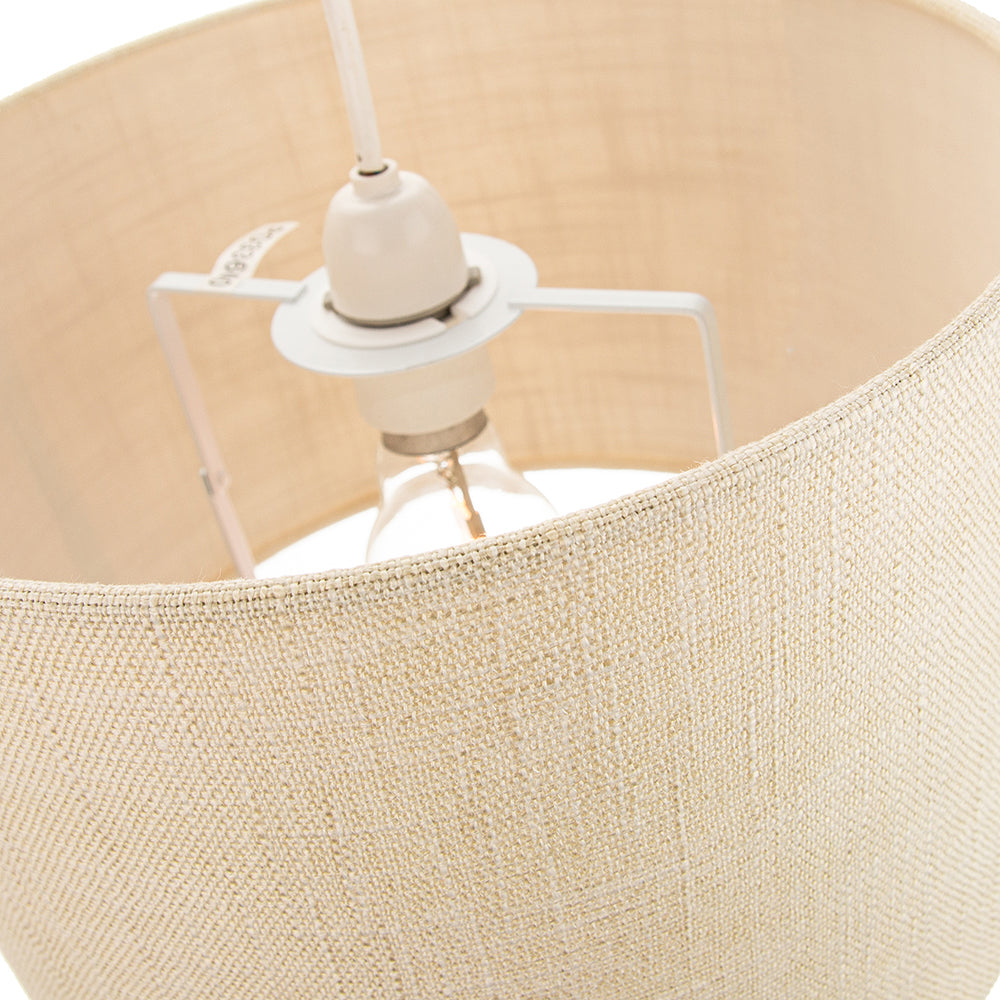 Contemporary and Sleek 12 Inch Cream Linen Fabric Drum Lamp Shade 60w Maximum Image 3