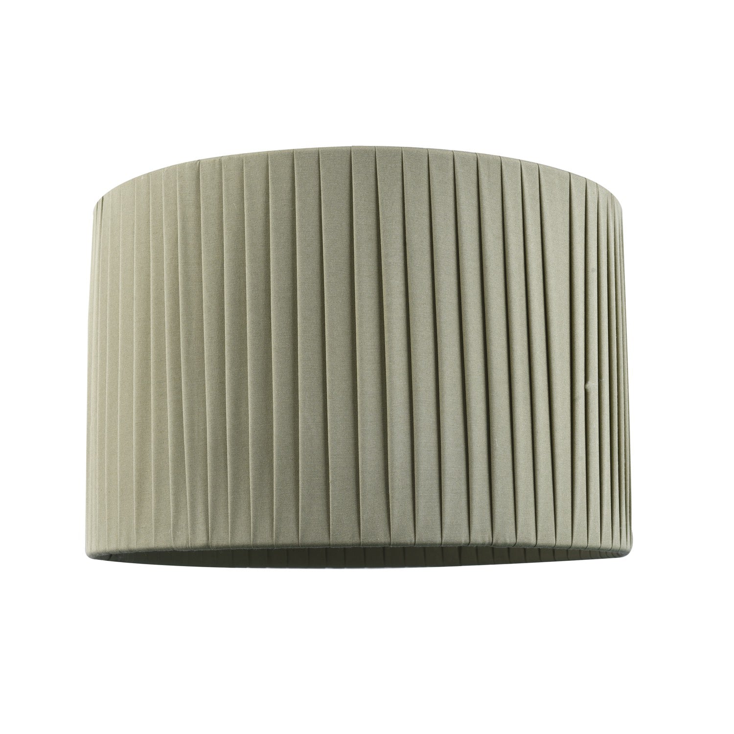 Modern Chic Designer Double Pleated Olive Cotton Fabric 10" Drum Lampshade Image 1