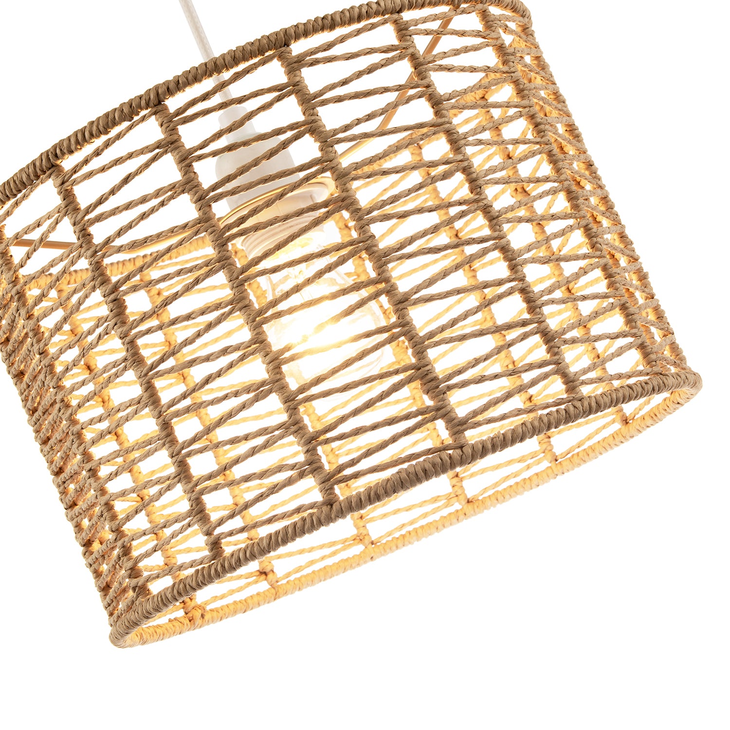 Classic Twisted Brown Paper Pendant Light Shade with Strapped Design Image 3