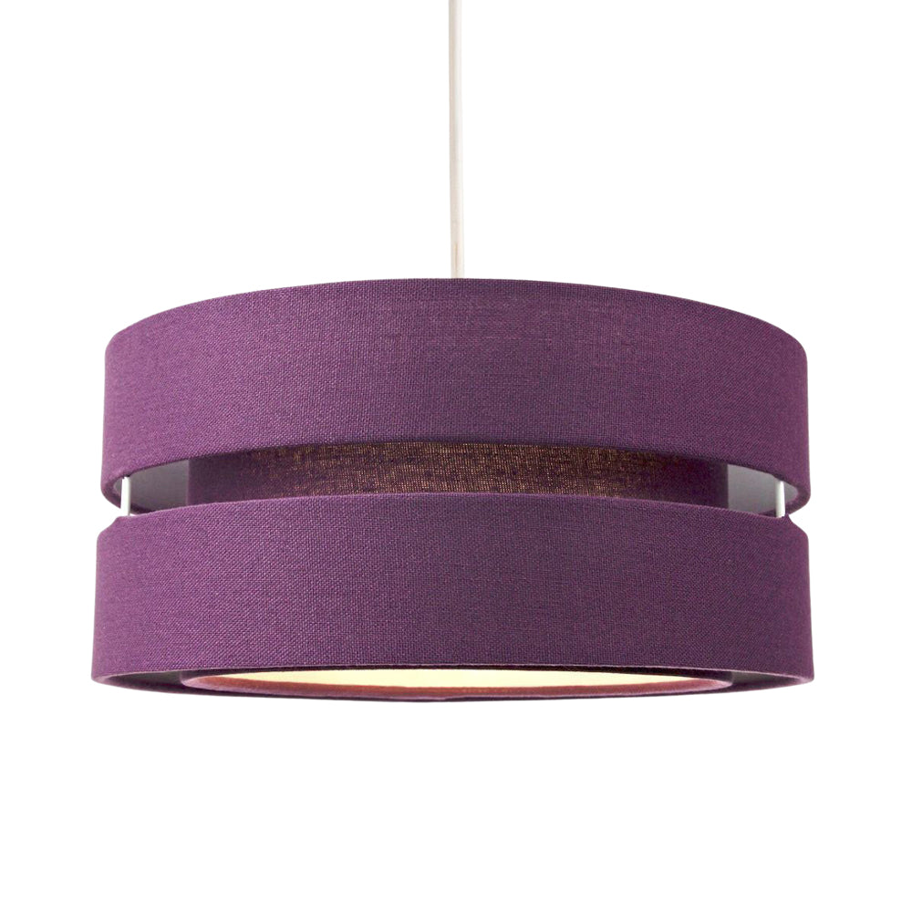 Contemporary Quality Purple Linen Fabric Triple Tier Ceiling Pendant Light Shade Image 2