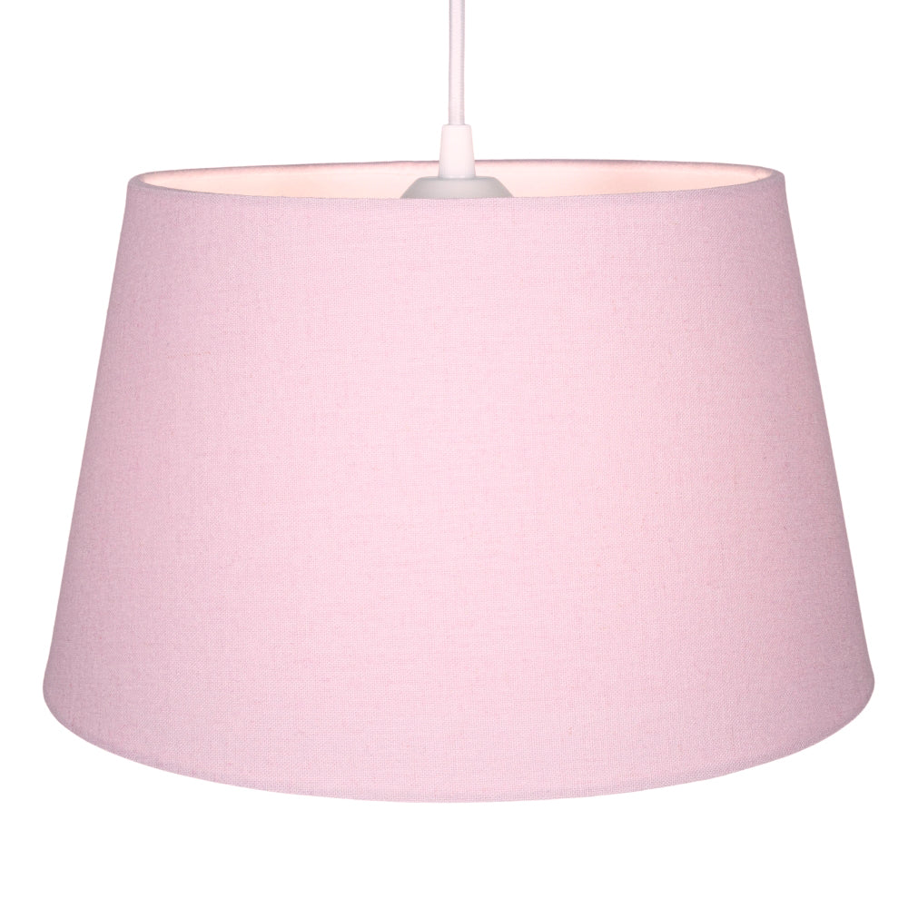 Traditional 30cm Soft Pink Linen Fabric Drum Table/Pendant Shade 60w Maximum Image 2