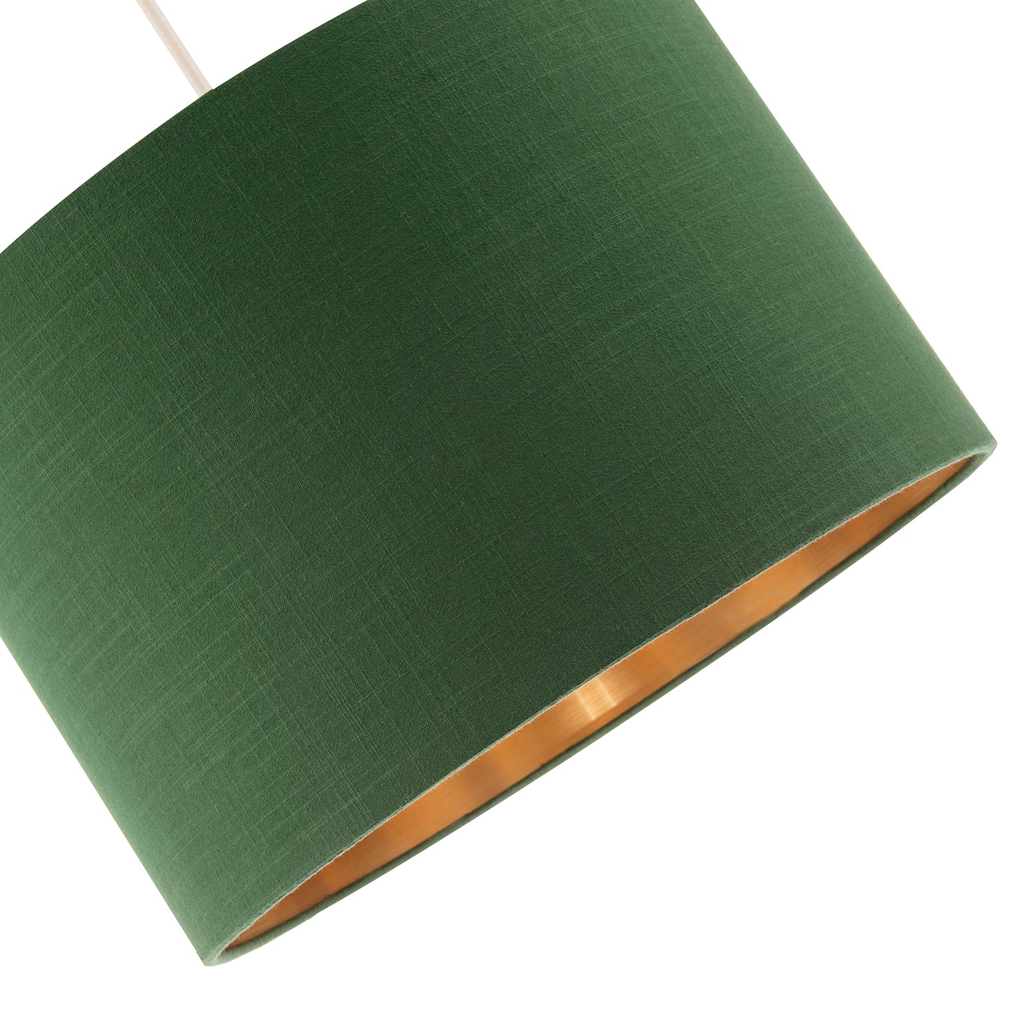 Modern Forest Green Cotton Lamp Shade with Brushed Gold Inner Lining Image 4