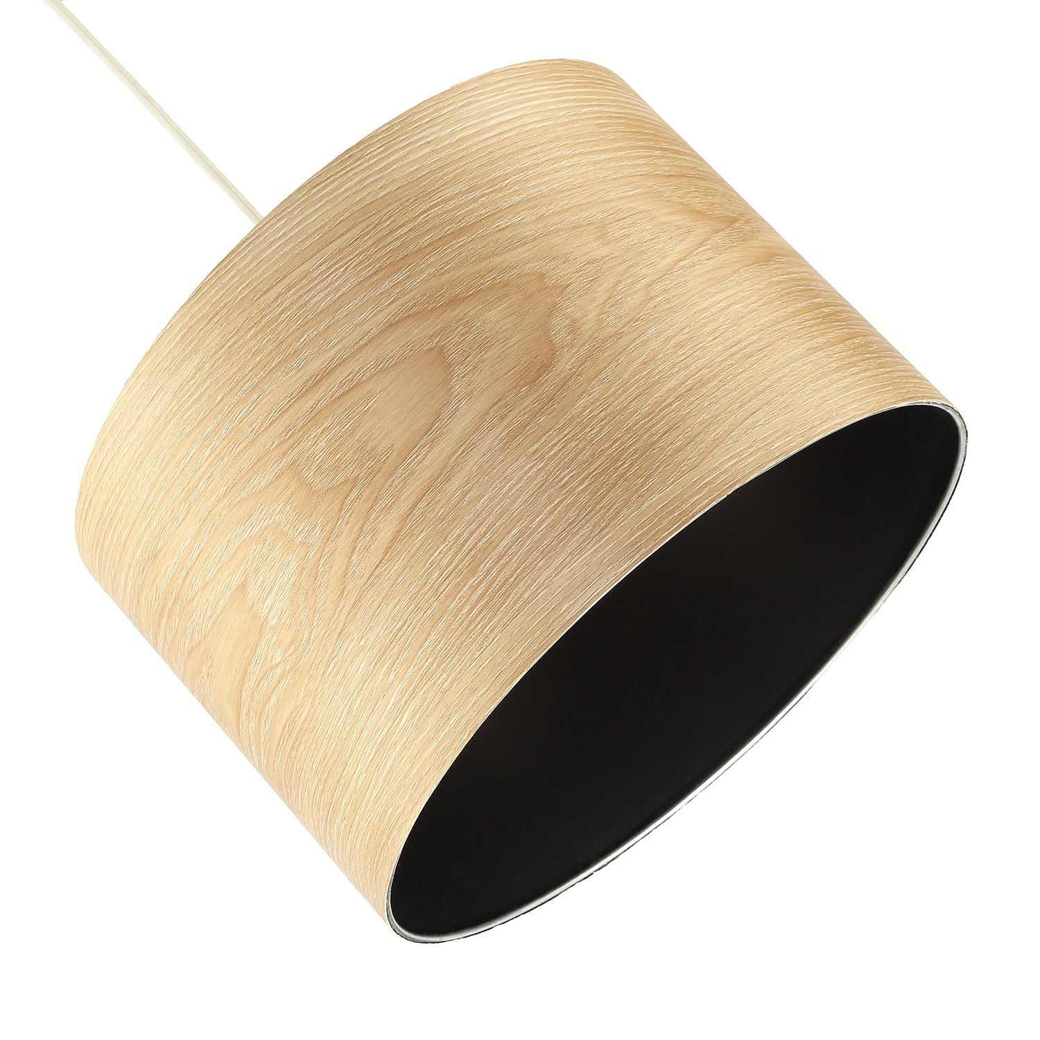 Designer Bamboo Wood Effect Round Lamp Shade with Inner Black Lining Image 2