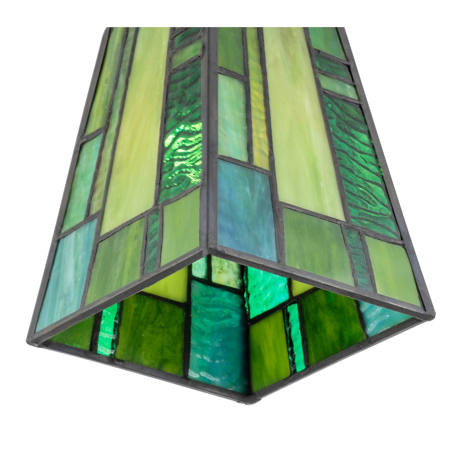 Art Deco Tiffany Glass Pendant Shade with Emerald and Green Panels Image 8
