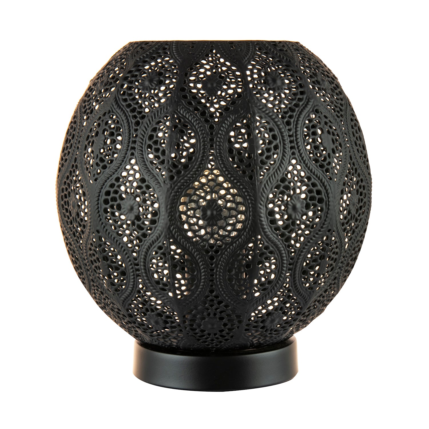 Floral Moroccan Table Lamp in Matte Black Traditional and Vintage Design Image 2