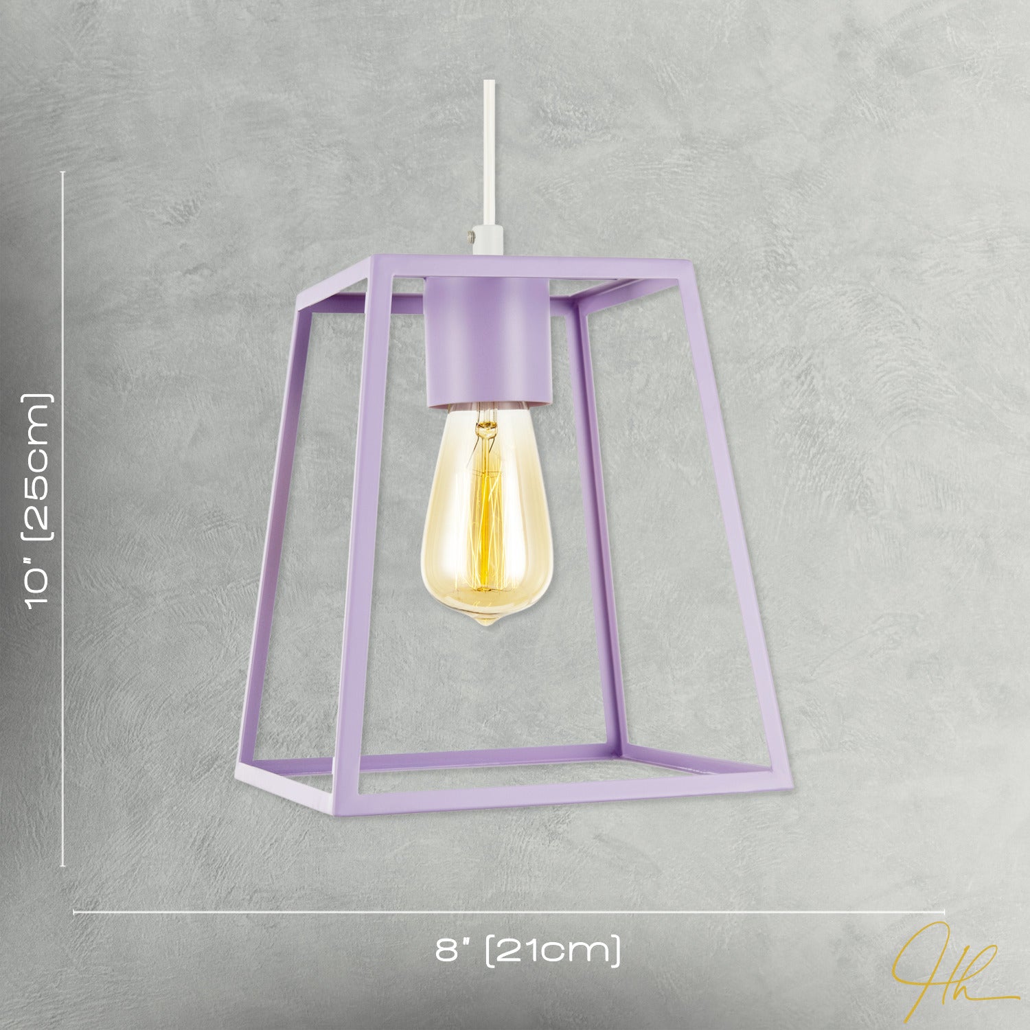 Industrial Lantern Lamp Shade in Soft Lilac with Square Top and Bottom Image 7